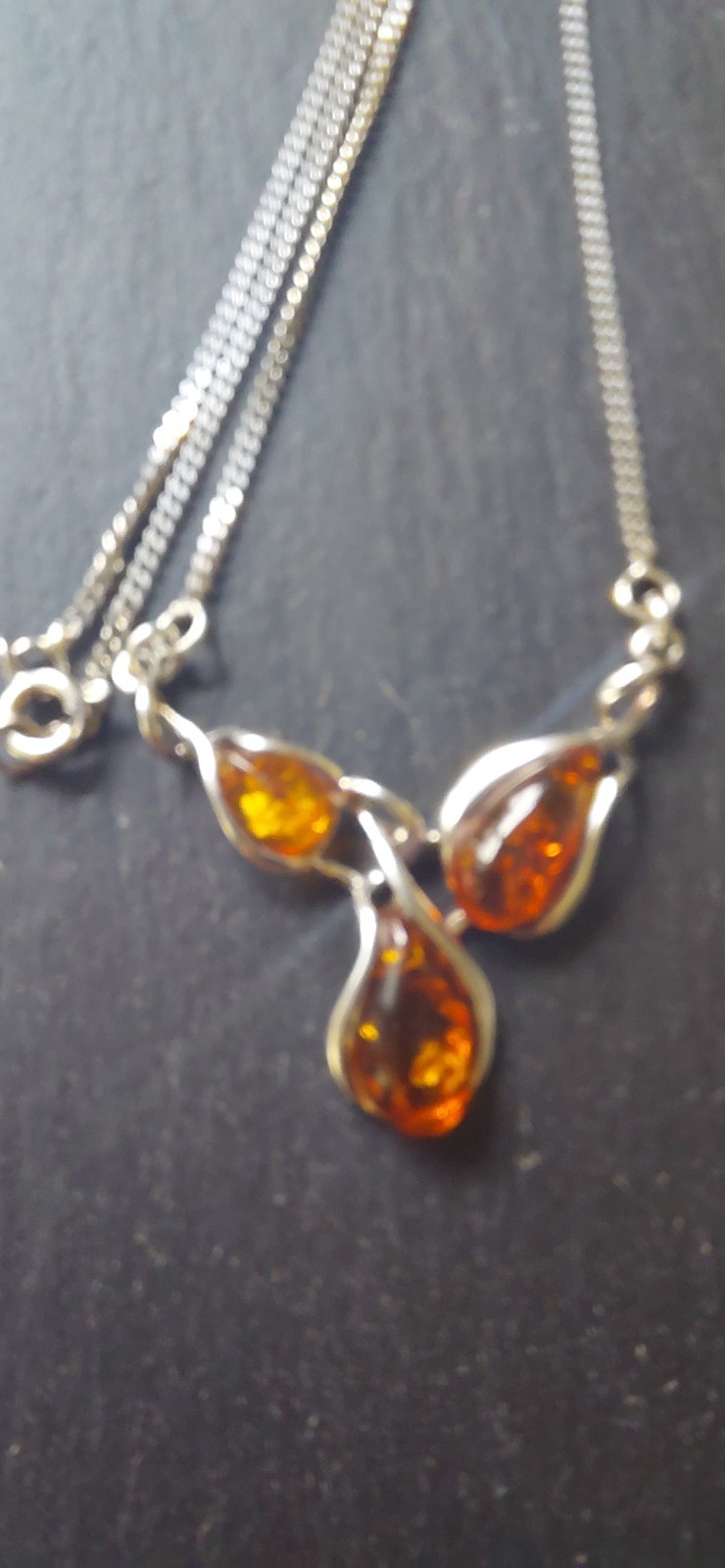 Vintage 1976 925 Sterling Silver & Baltic Amber Necklace and Earrings