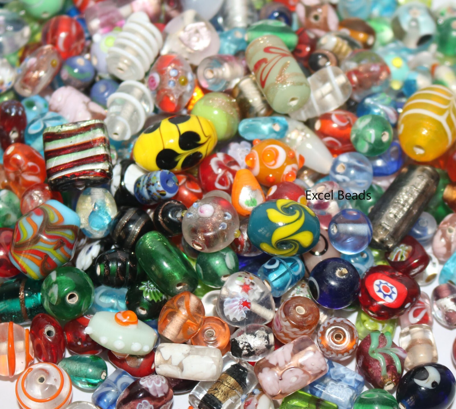 200 Lampwork Glass Beads of Mixed Style & Colors, Handmade Glass Beads Mix.