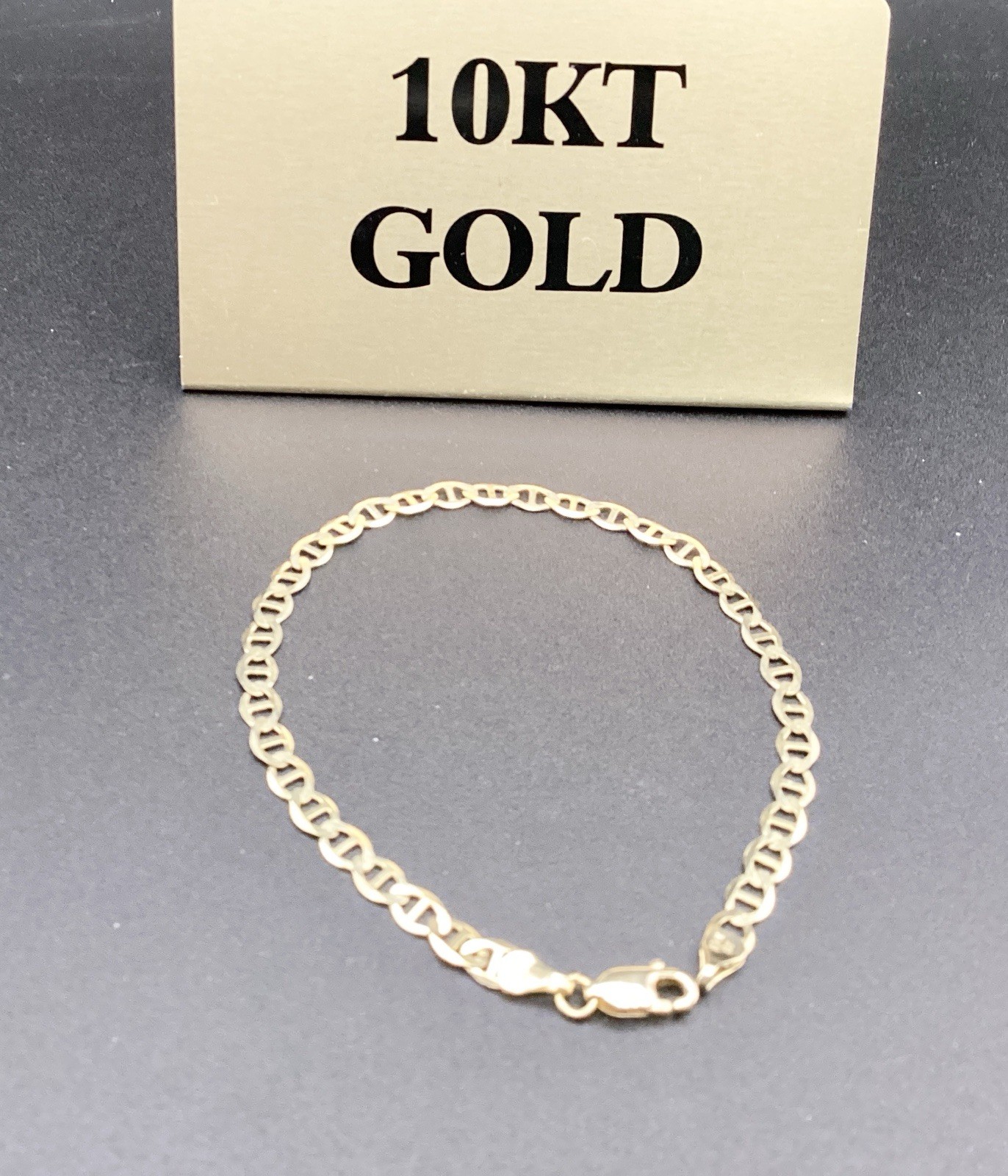 Real 10 KT Stamped Yellow Gold Mariner Link Chain Bracelet Unisex 8” L, 6mm W