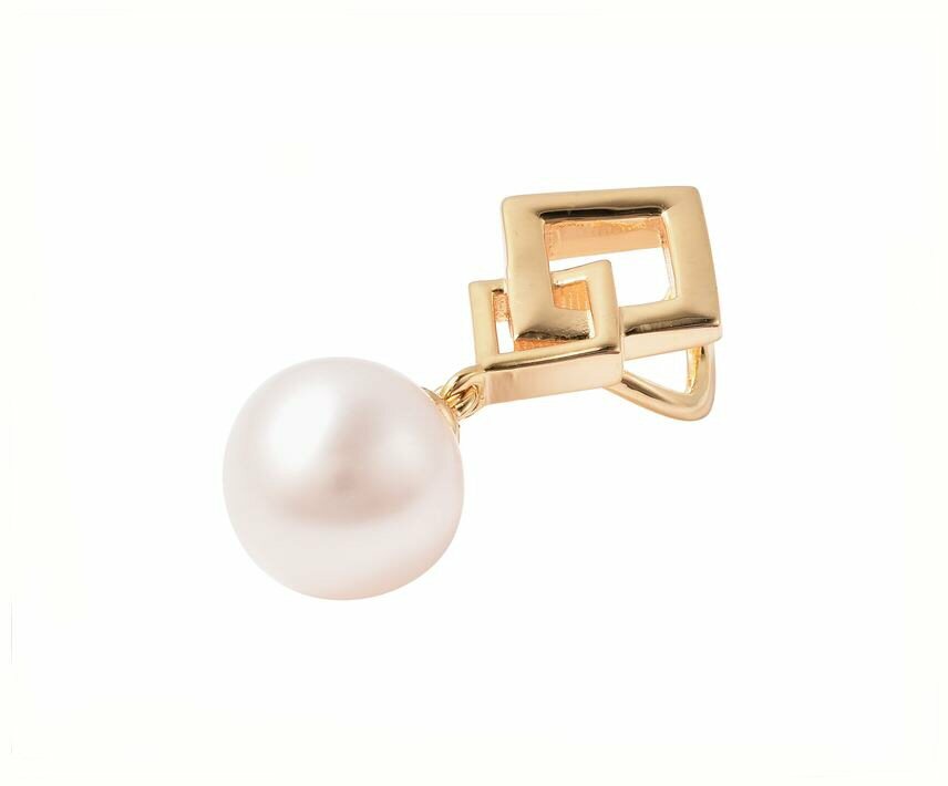 Wedding/Anytime White Edison Pearl Gold-Plated 925 Silver Double-Square Pendant