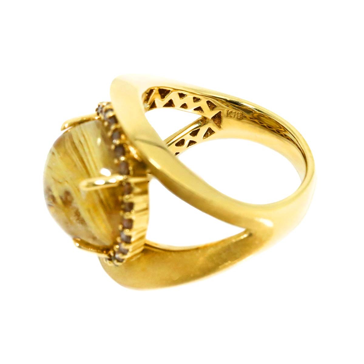 Rutile Quartz 10.00ct Diamond 0.55ct Ring 18K YG Yellow Gold 750 6(US) 90329823