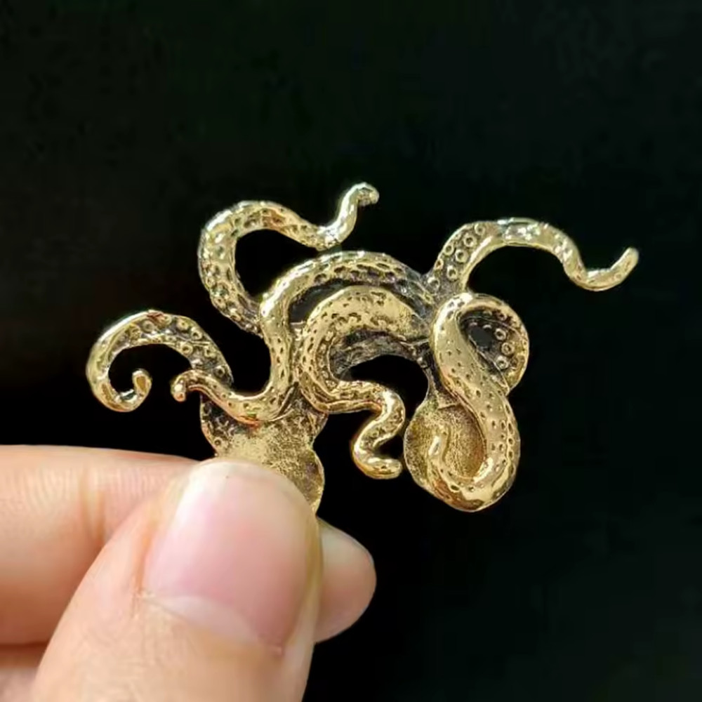 Vintage Style Gold Octopus Brooch Pin Statement Ocean Nautical Beach JewelryGift