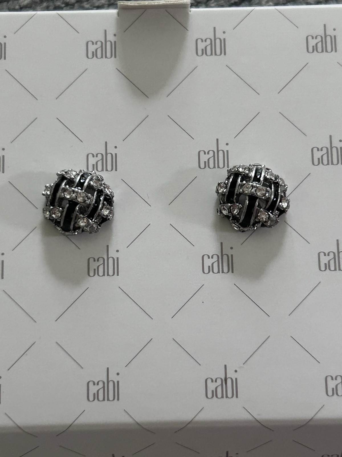 Cabi Silver Crystal Encrusted Dome Stud Earrings New In Box J21