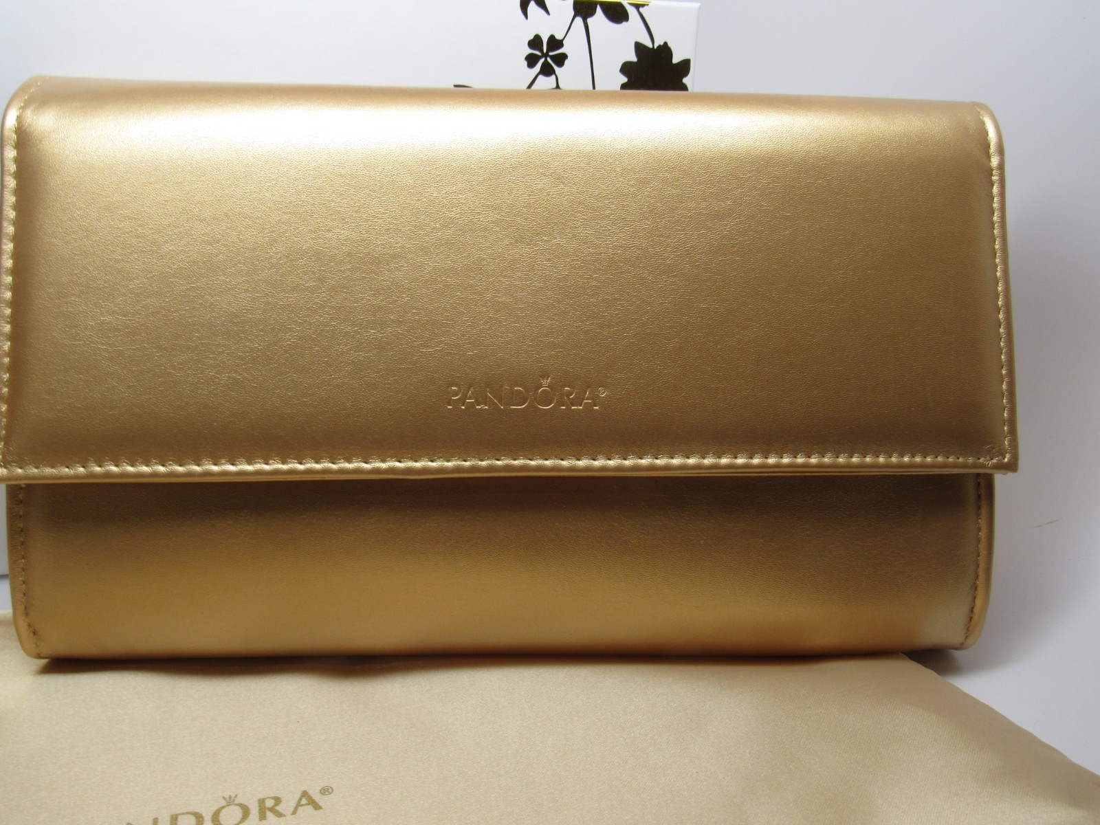 Pandora Limited Ed. Shine Gold Clutch Handbag w/ Box Collectable Pandora Swag