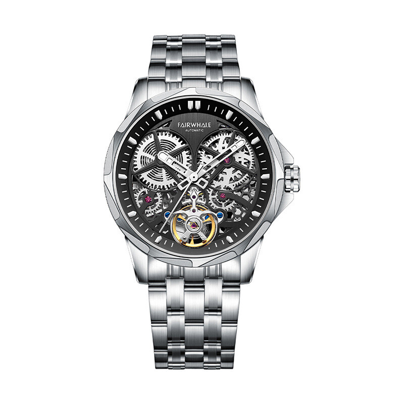 MARK FAIRWHALE Hollow Waterproof Luminous Tourbillon Automatic Mechanical Watch`