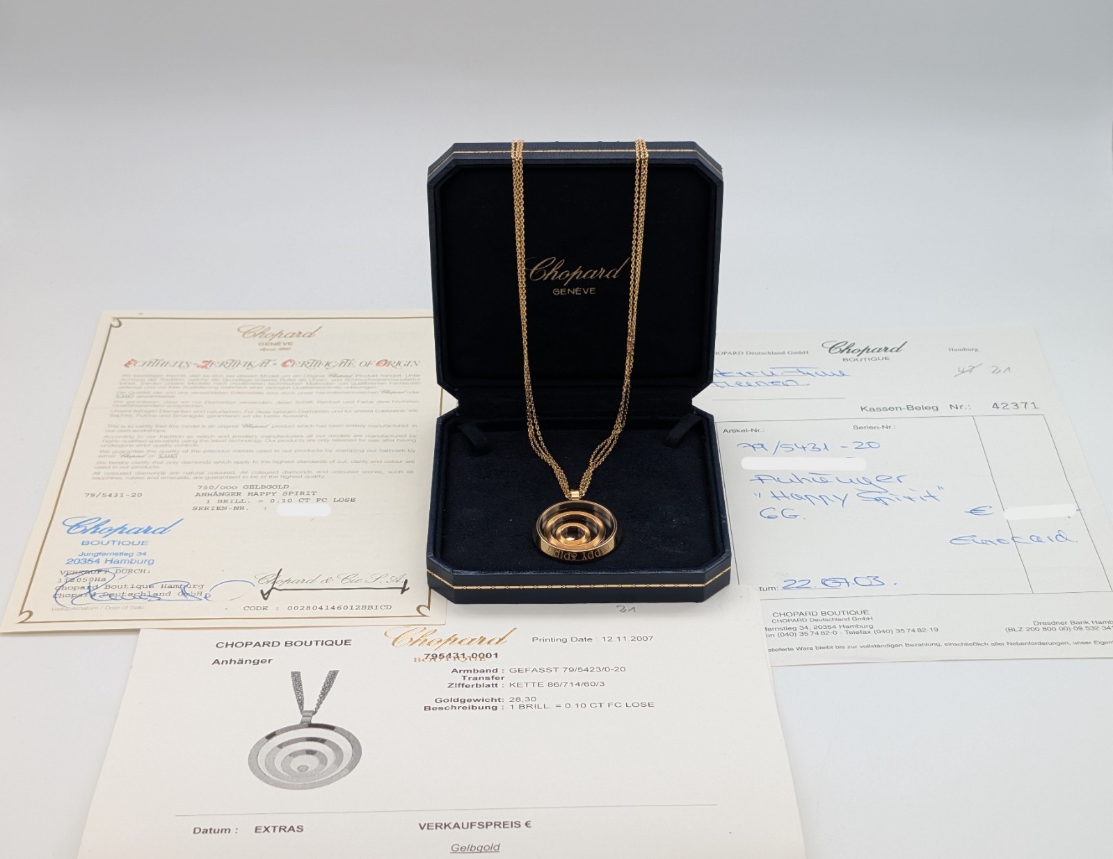 Chopard Happy Spirit Brilliant Pendant Necklace 60cm Yellow Gold 750/18K -33.30g #2019