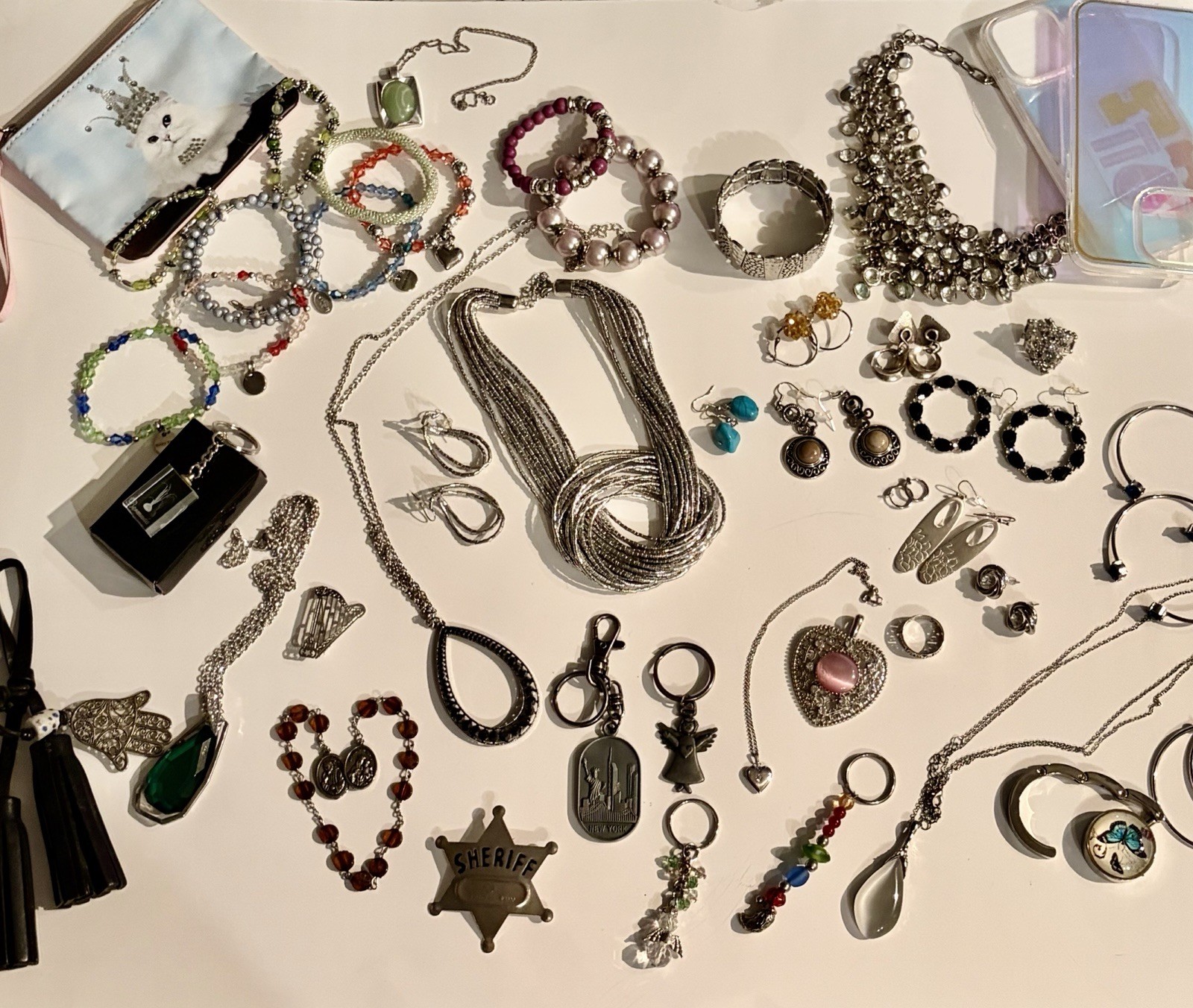 Chic Silver Tone & 925 Lot. (50+ ) Jewelry & More ! SEE PHOTOS & DESCRIPTION!
