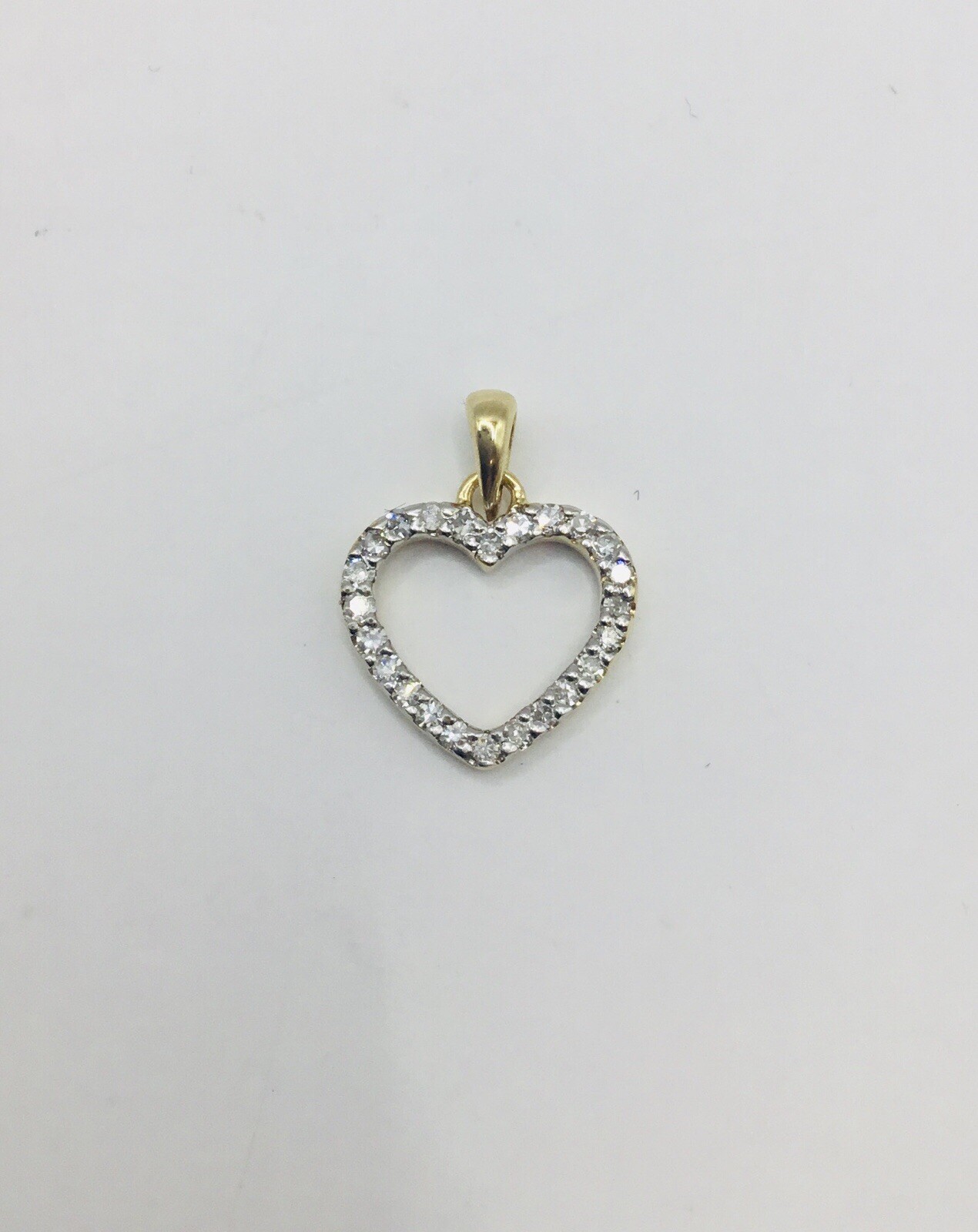 14K Yellow Gold Heart Pendant, 0.1ctw Diamonds Valentine’s Day Gift For Her 0.5g