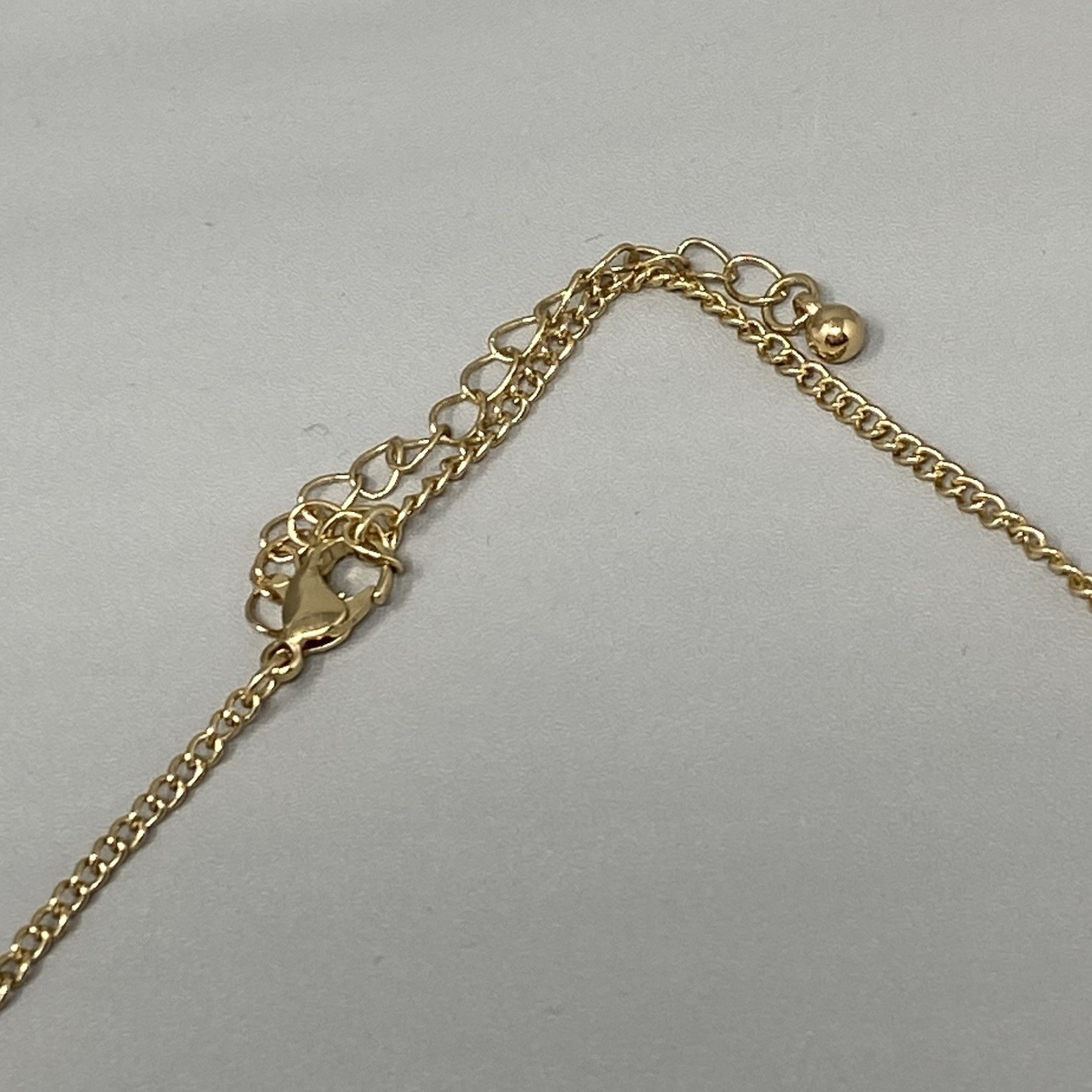 Gold Tone Chain Necklace Flower Links Collar Rhinestone Center Summer 20″