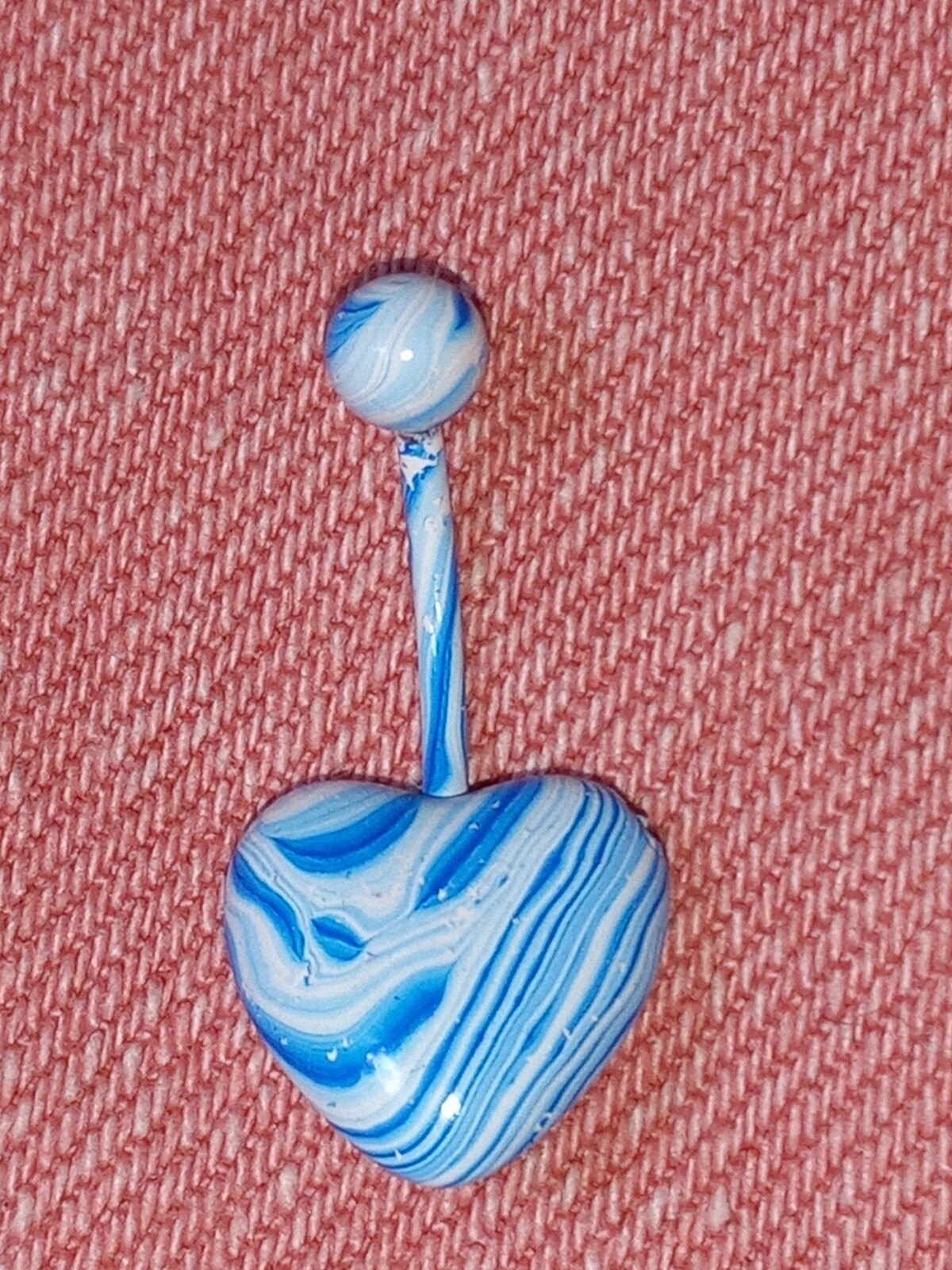 Ligh Dark Blue White Swirled Heart Belly button navel ring us seller Lot 11