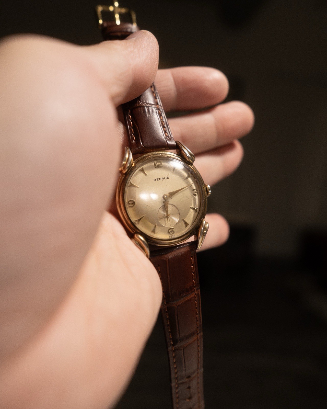 Benrus Vintage Manual Wind Beige Dial Small Seconds