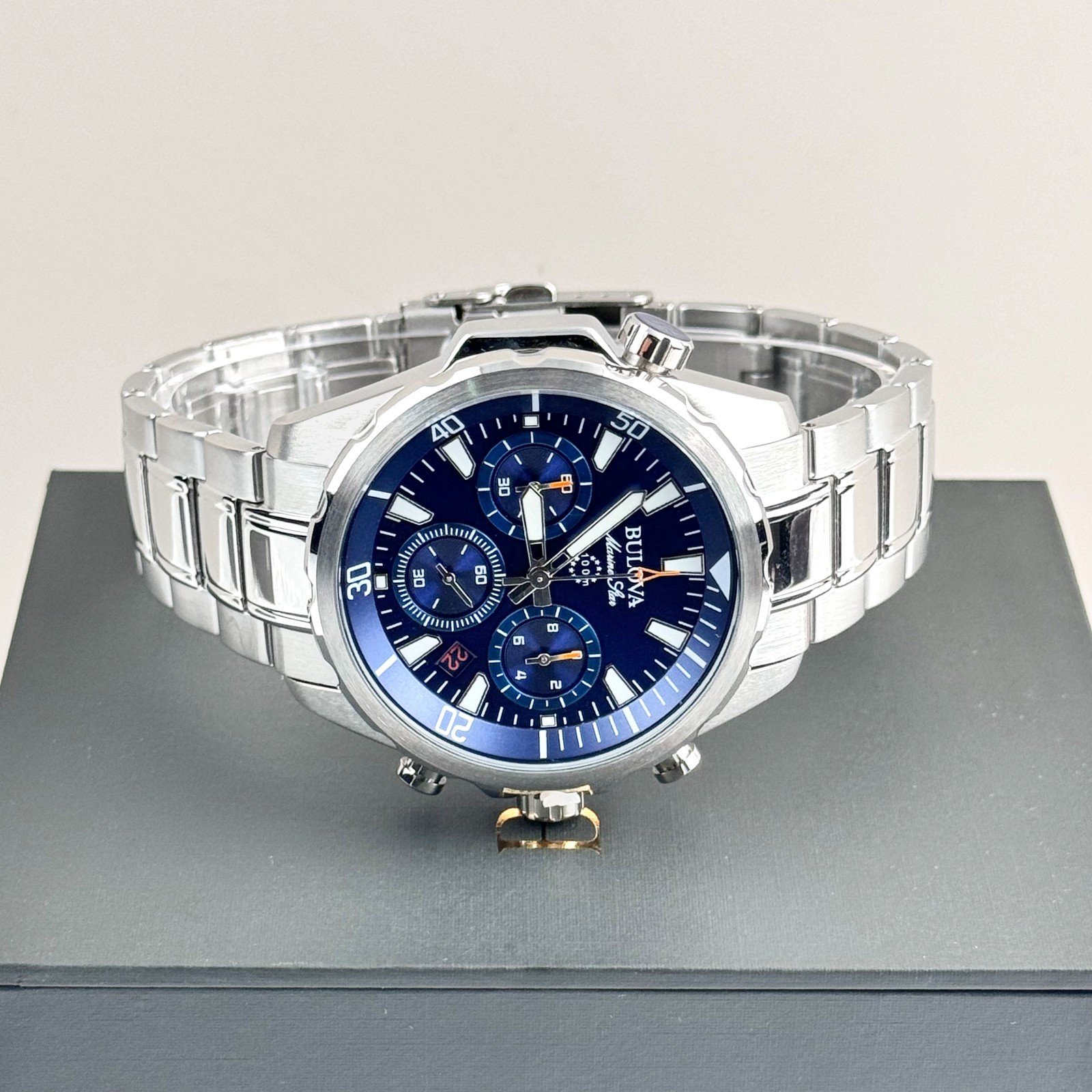 Bulova Men’s Marine Star 43MM Blue Dial 6-Hand Chronograph Quartz Watch 96B256