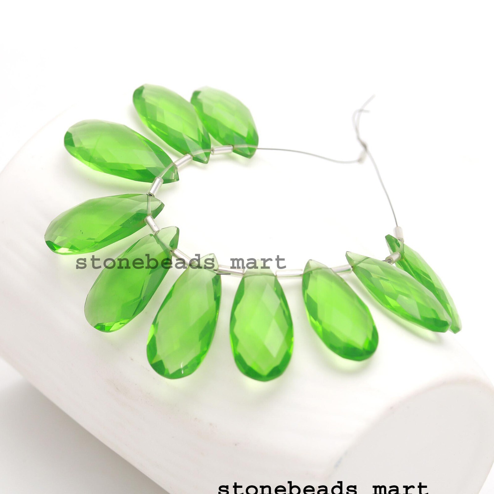 Chrome Diopside Gemstone Hydro Quartz Briolette Faceted 25x12MM 5 Match Pairs