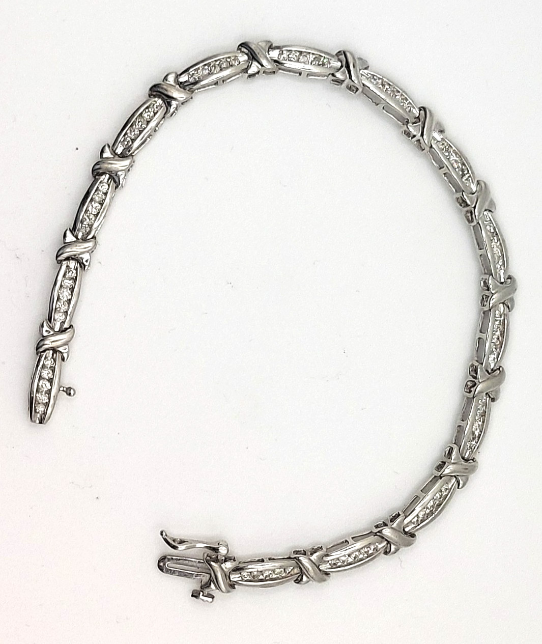 White Gold Diamond Link Bracelet 7″ – 10k Round Brilliant 1.00ctw ~ 8.8 Grams