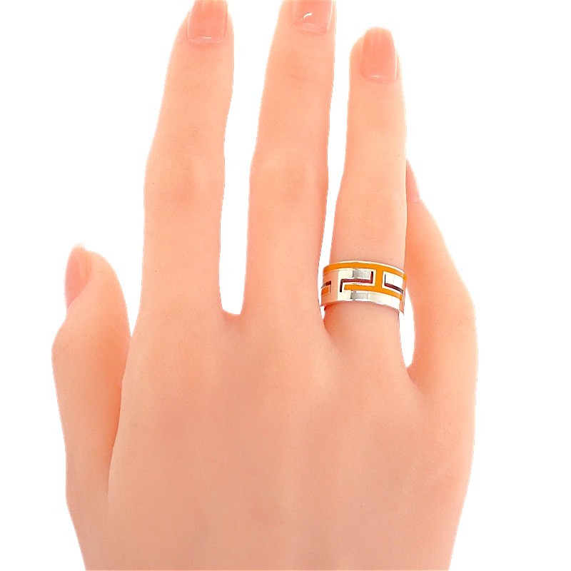 HERMES #13(JP Size) ring Orange Silver925 mens