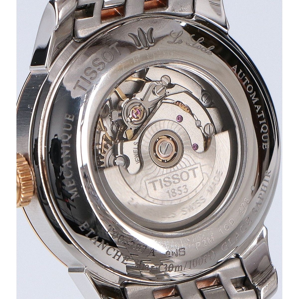 TISSOT Le Locle 29mm Automatic Watch White MOP Dial See-through Back Used