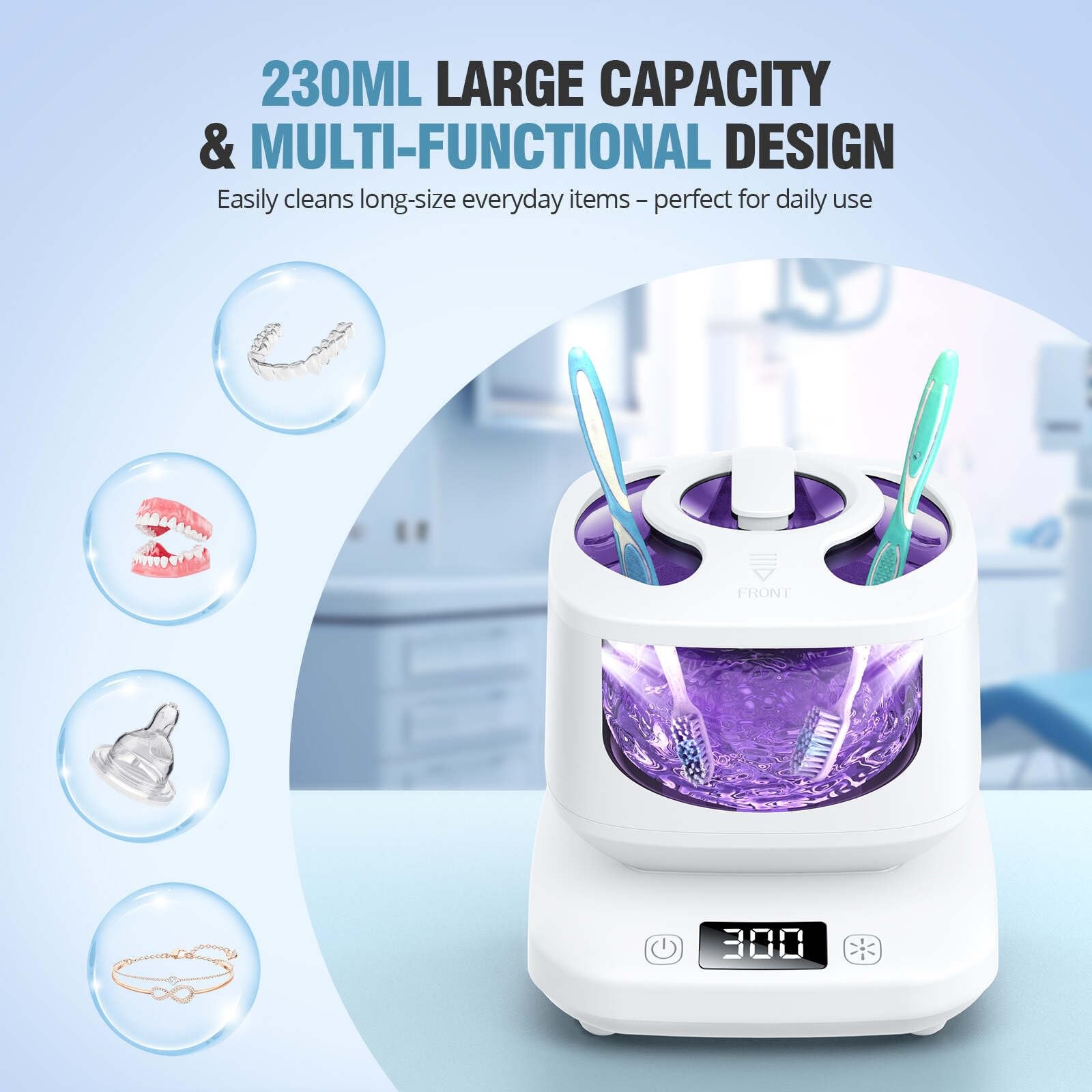 Ultrasonic Retainer Cleaner, Detachable 45kHz Retainer Cleaner Machine 3 Mode…
