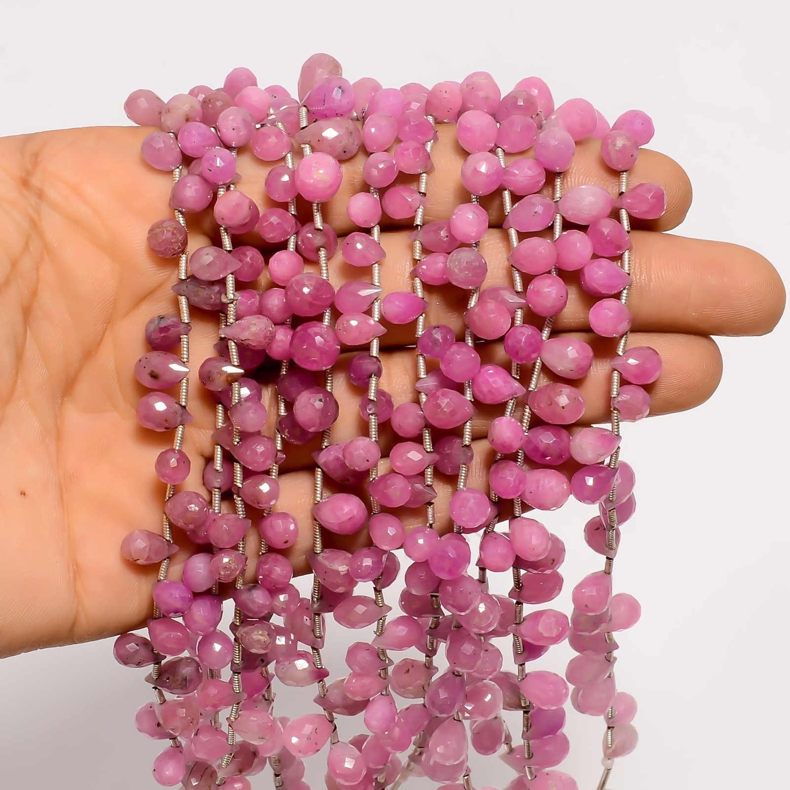 Natural Pink Sapphire Faceted Teardrop Beads Gemstone, Pink Sapphire Beads B 88