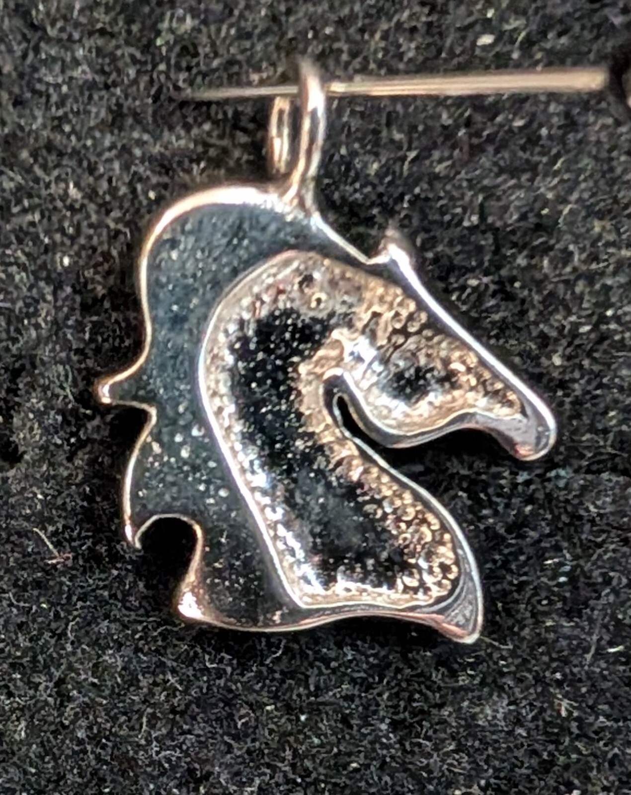 Vintage Nickle Silver PENDENT Horse Head Resin Filled