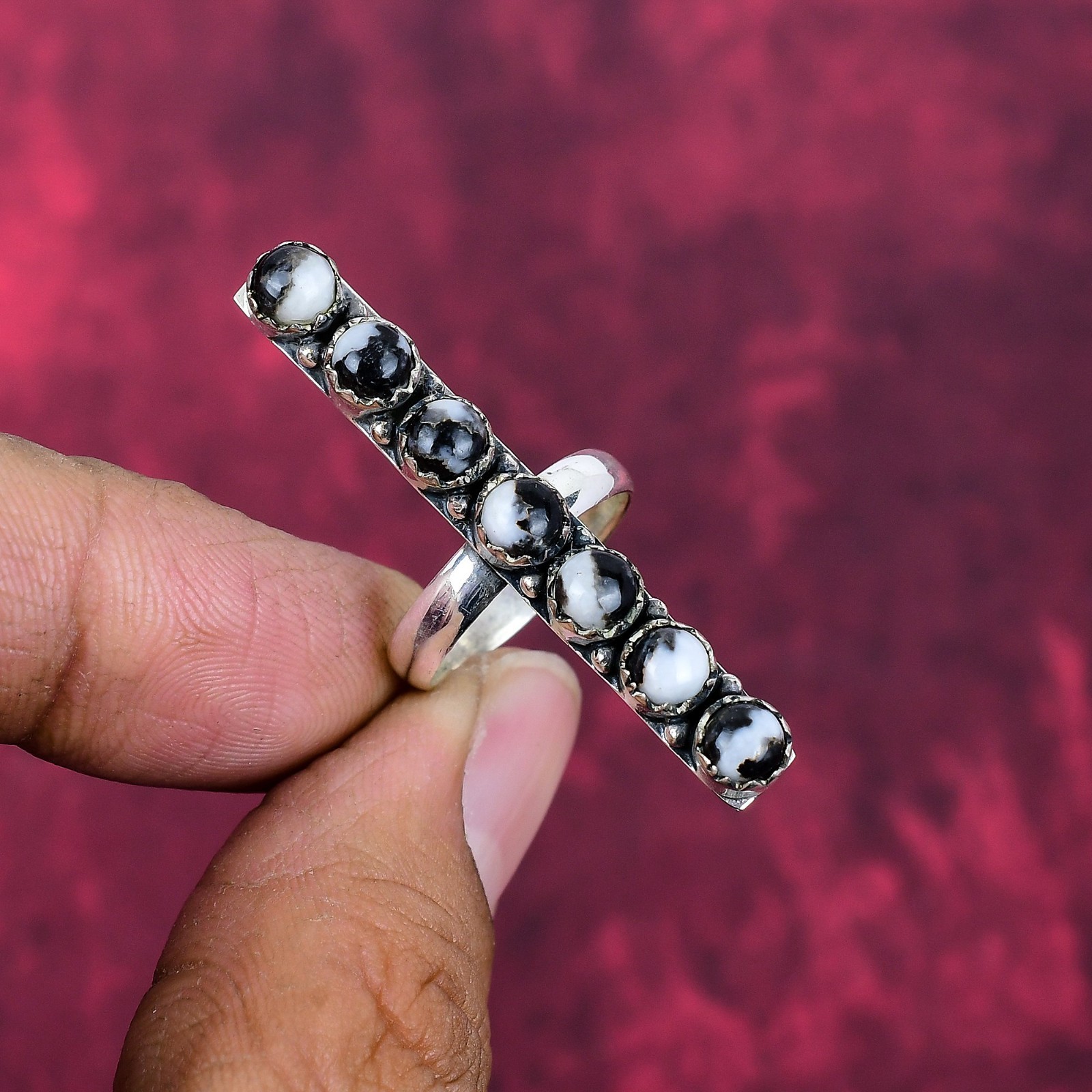 Baffelo Jasper Gemstone Handmade 925 Solid Sterling Silver Bohemian Jewelry Ring