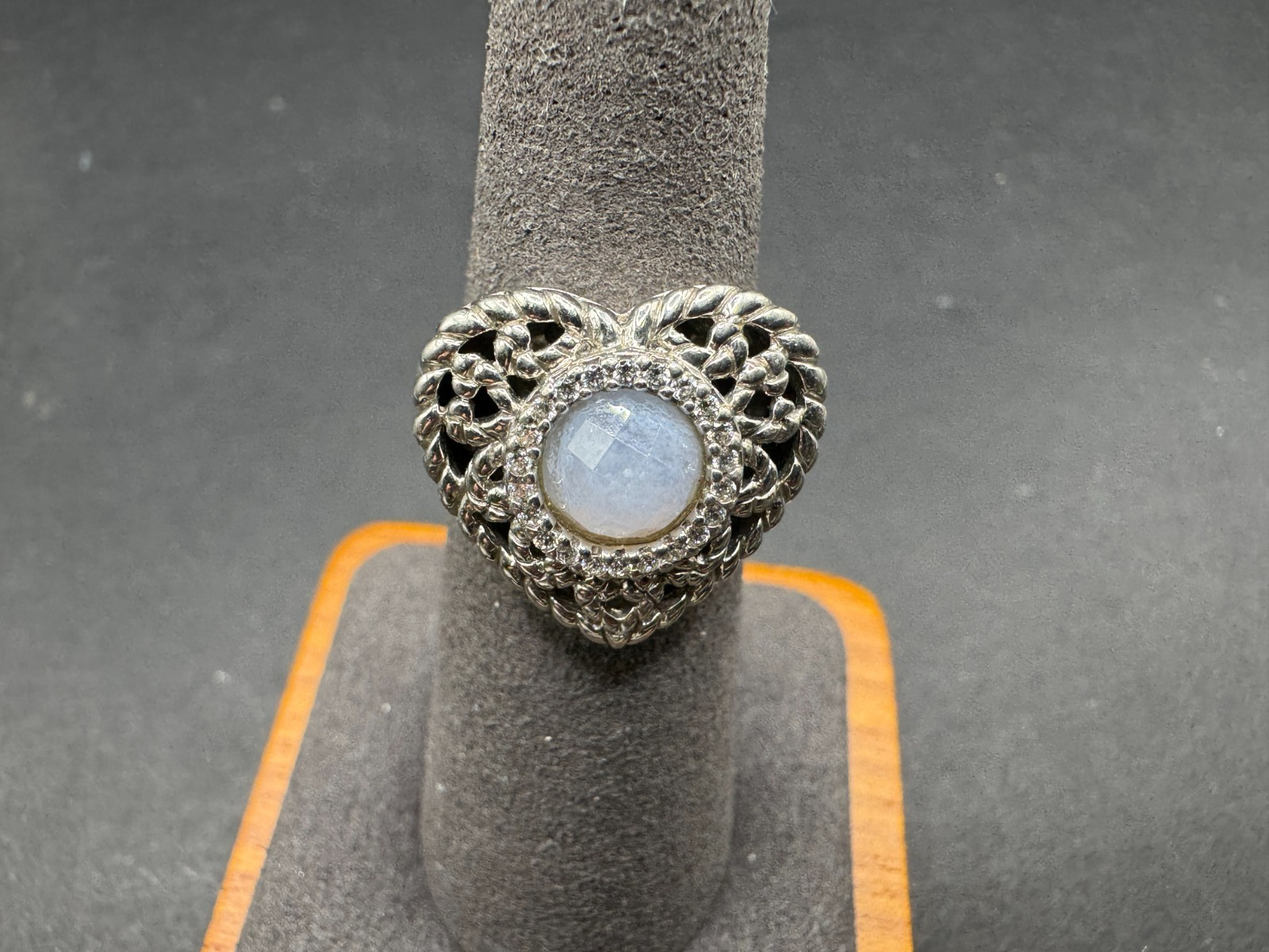 Judith Ripka Lavander Quartz & CZ Heart Shape Ring
