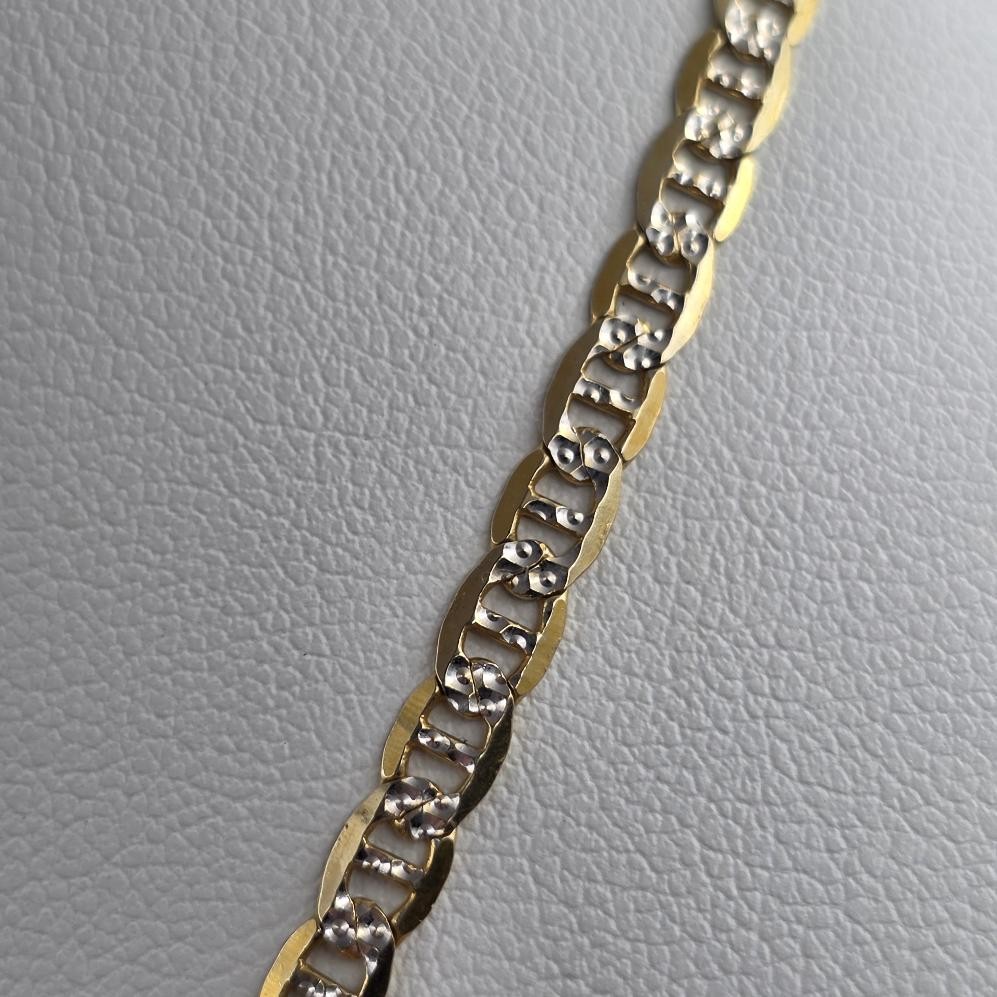 16″ 10K 2Tone Yellow & White Gold 3.5mm Anchor Mariner Link Chain Necklace ITALY