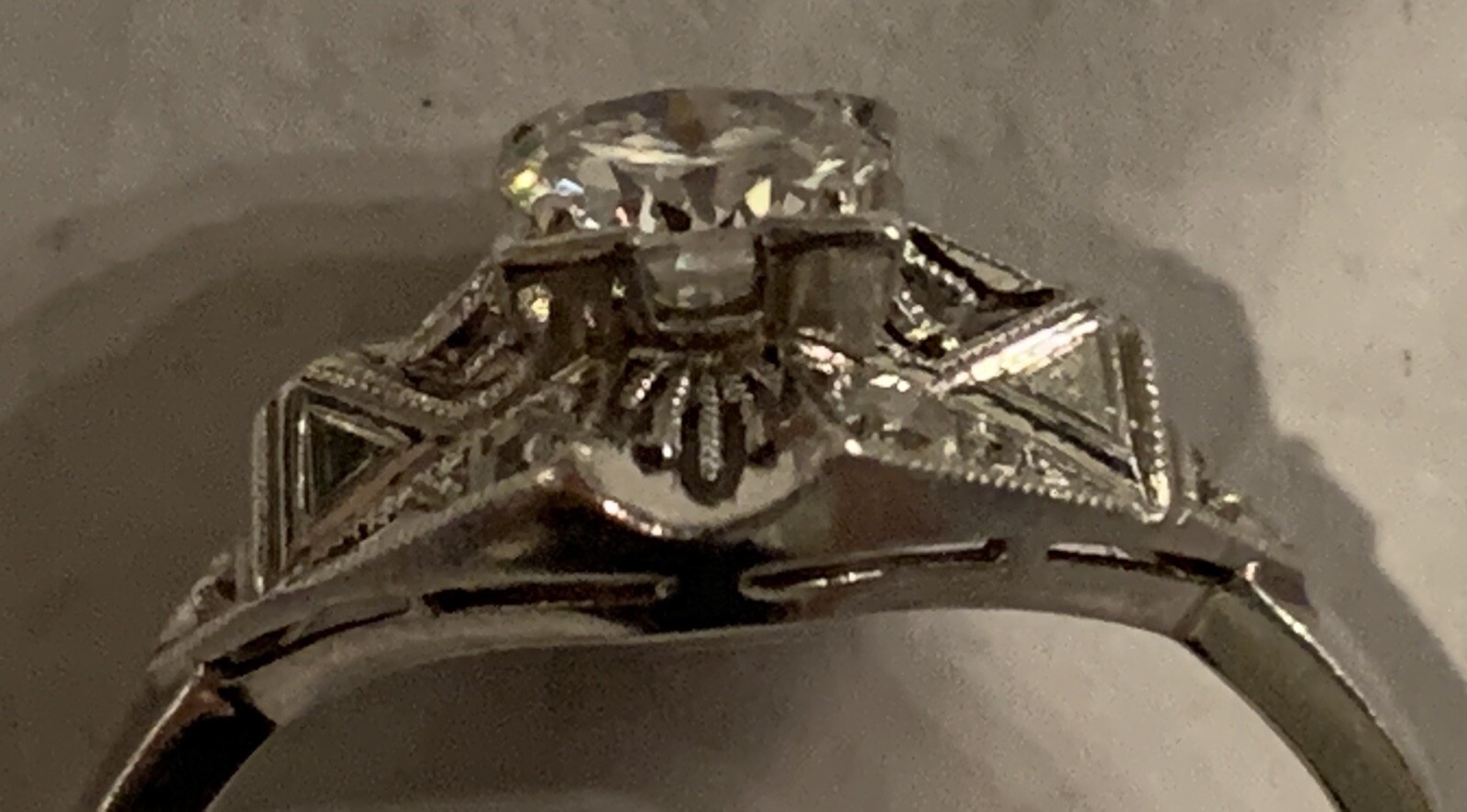 High End Vintage Solid Platinum 10% Iridium Diamond Ring! VS G-H Antique Estate