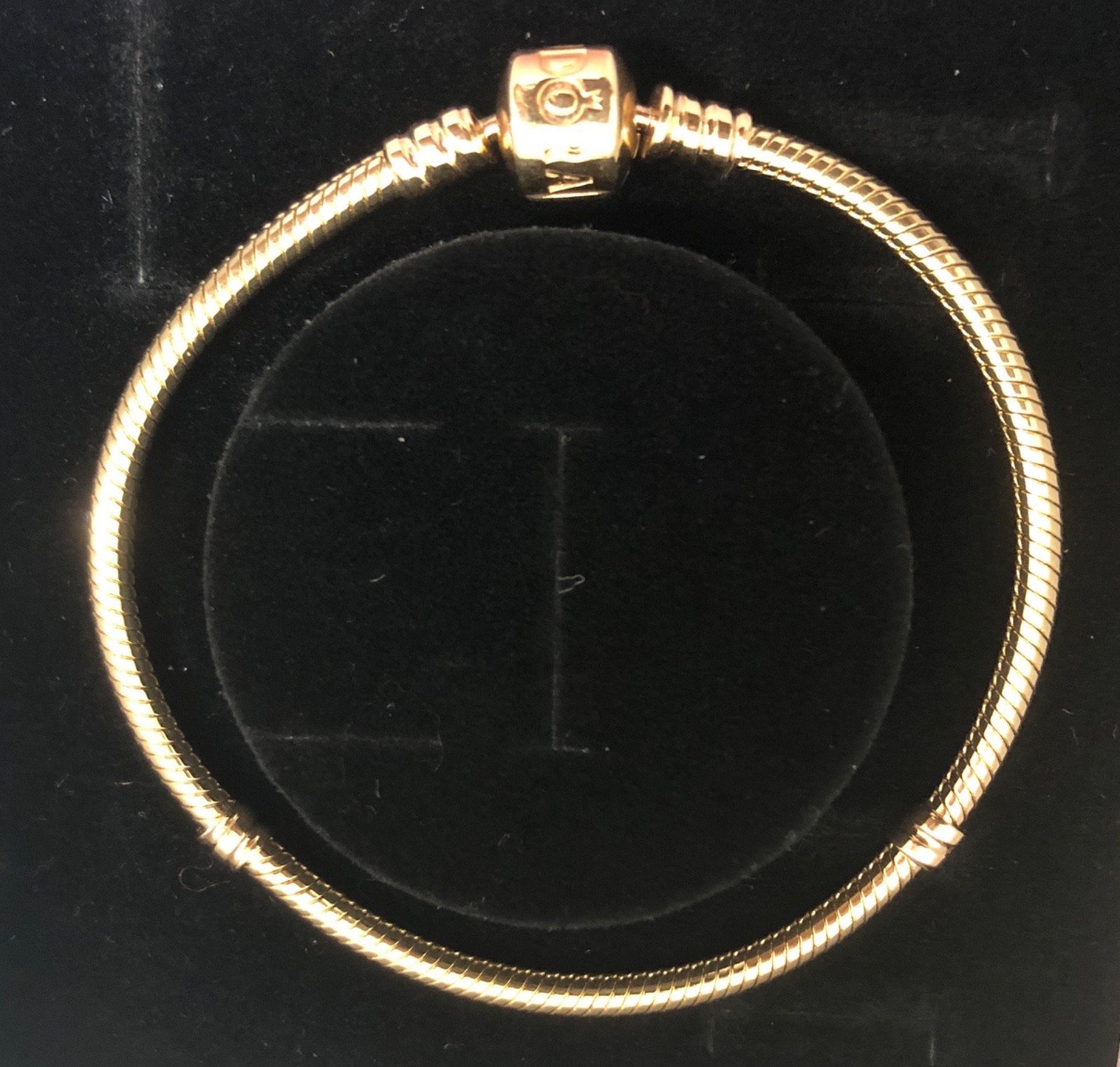 NEW💕 Pandora Moments 14K Solid Gold Barrel Clasp Bracelet 550702 7.5″/19cm