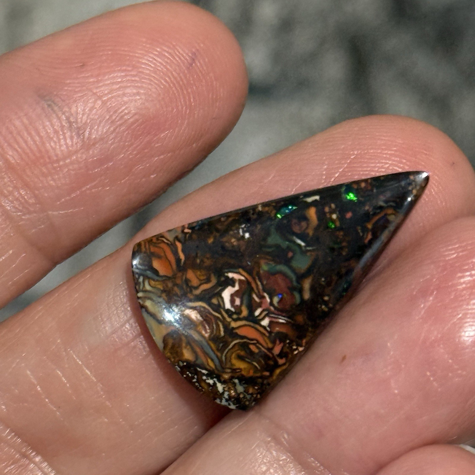11ct 25×15.8×3.7mm Colorful Australian Koroit Boulder Opal Drop Cabochon Gem