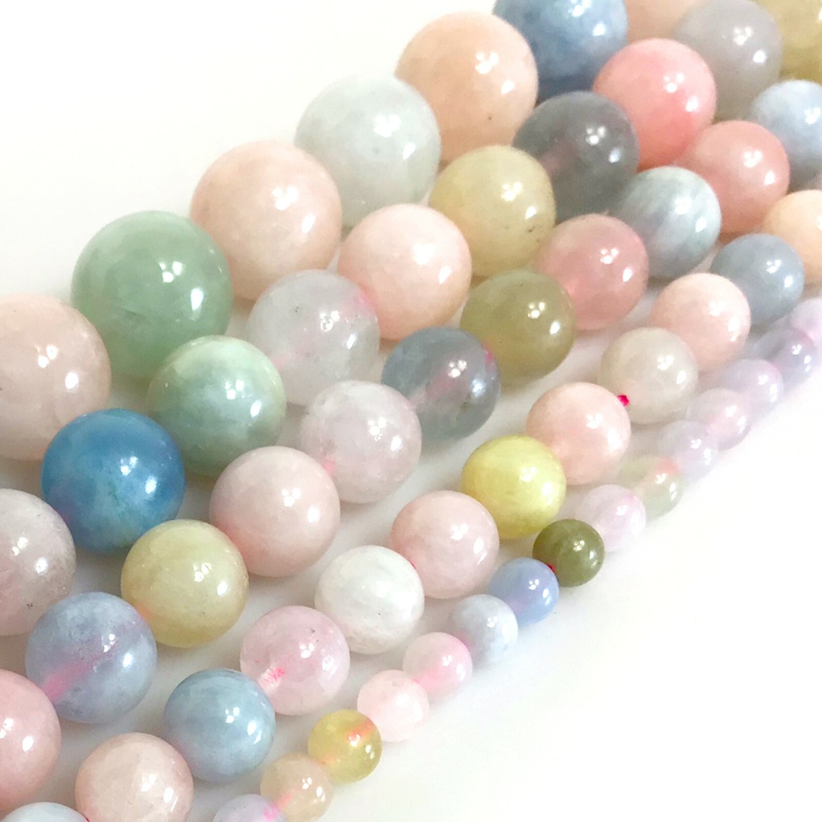 Genuine Natural Morganite Smooth Round Beads 15″ strand 4mm 6mm 8mm 10mm 12mm