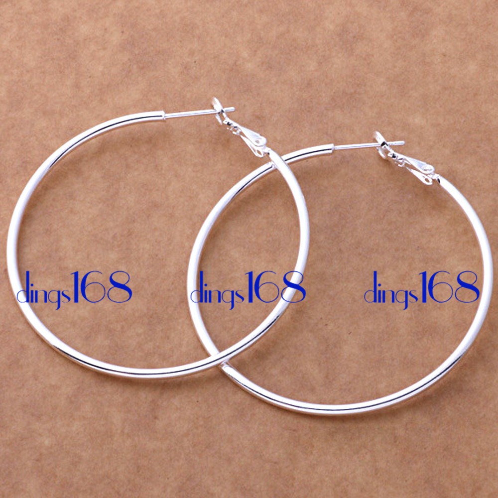 Women’s 925 Sterling Silver 3.54 inch extra-Large 2 mm Thin Tube Hoop Earrings
