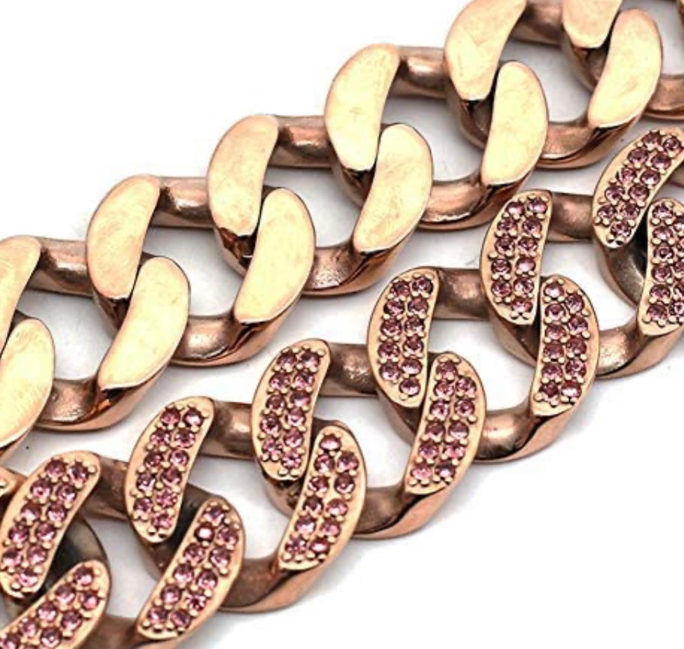 Rose Gold Diamond Cuban Collar 32mm