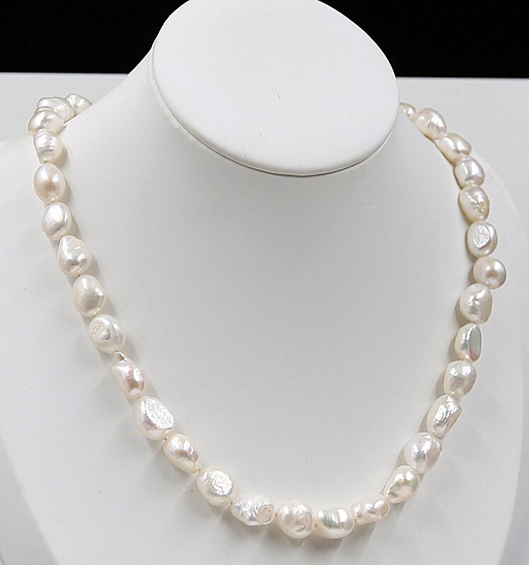10-12mm baroque southsea white pearl necklace 18 inches 14k