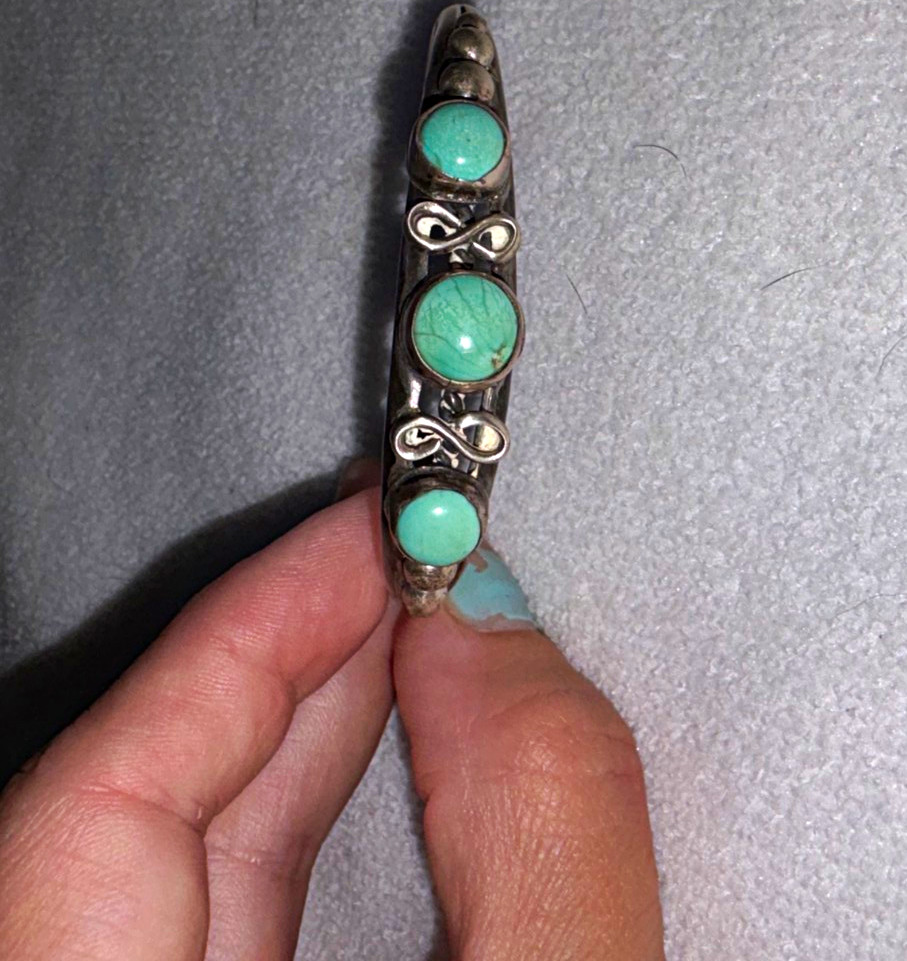Turquoise Slip-On Bracelet with Silver-Tone Spacer Accents