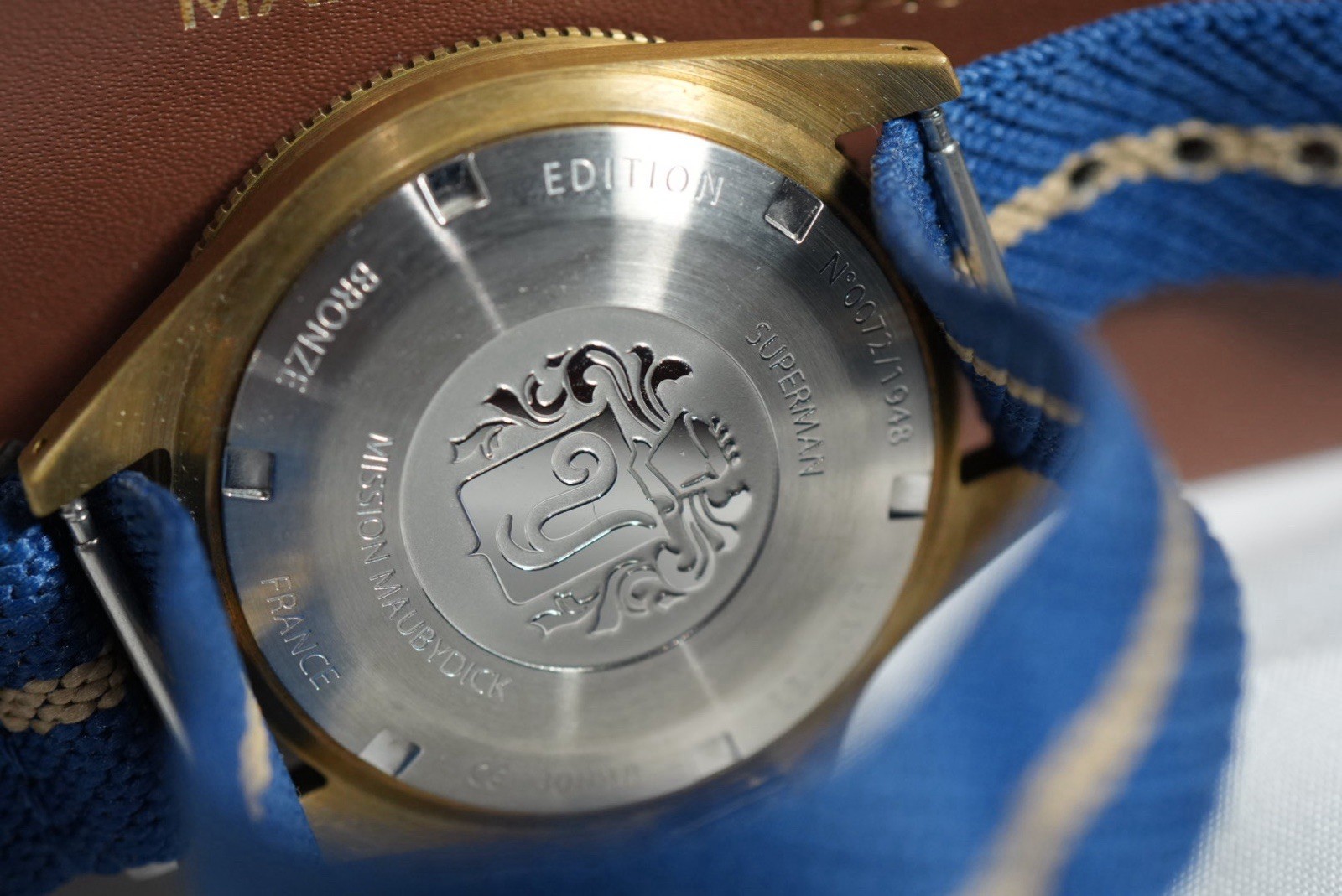 YEMA Superman Bronze Auto 40mm Blue Dial Nylon Strap 300m Limited Box Papers