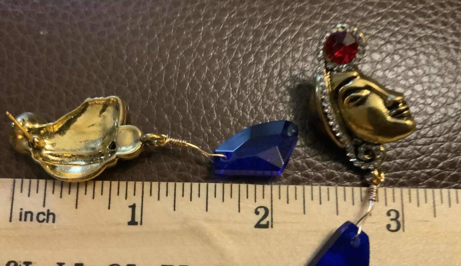 Museum Earrings Native American Indian Ethnic Face Statement VTG CZ Art Stud