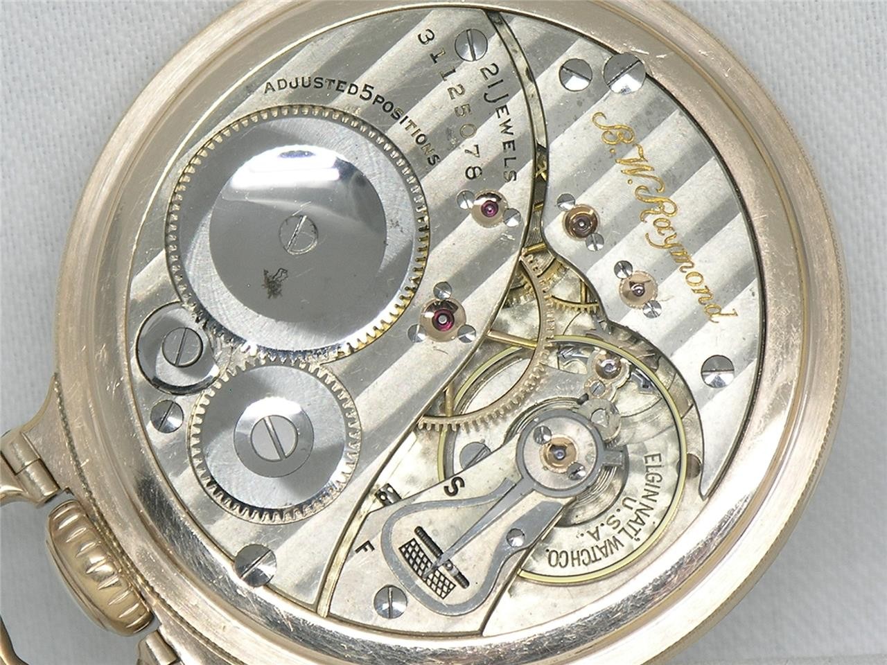 ELGIN 16S 21 JEWEL BW RAYMOND 10K GF SIGNED GRADE 478 RAILROAD WATCH, RUNNING!