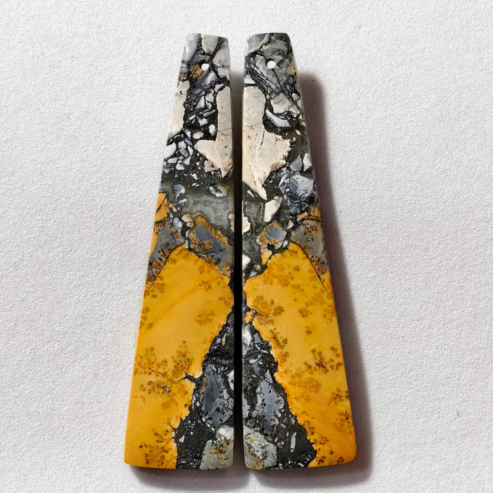 55 Cts Natural Maligano Jasper Drilled Pair Cabochon Gemstone 55.2×14.2 MM