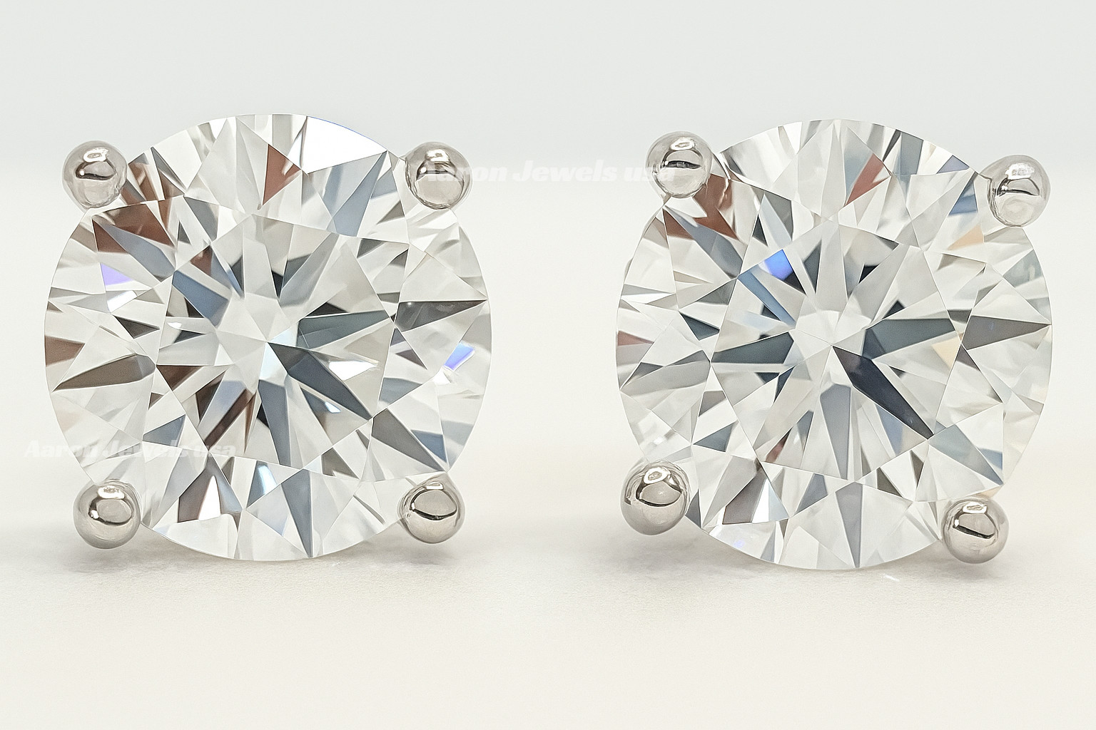 2.1ct Round Lab-Grown Diamond Stud Earrings IGI 14K White Gold F VS1 Screw Back