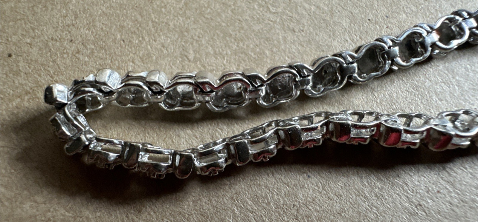 Marked 925 Platinum Over Silver Diamond Accent Tennis Bracelet w/ Heart Charm