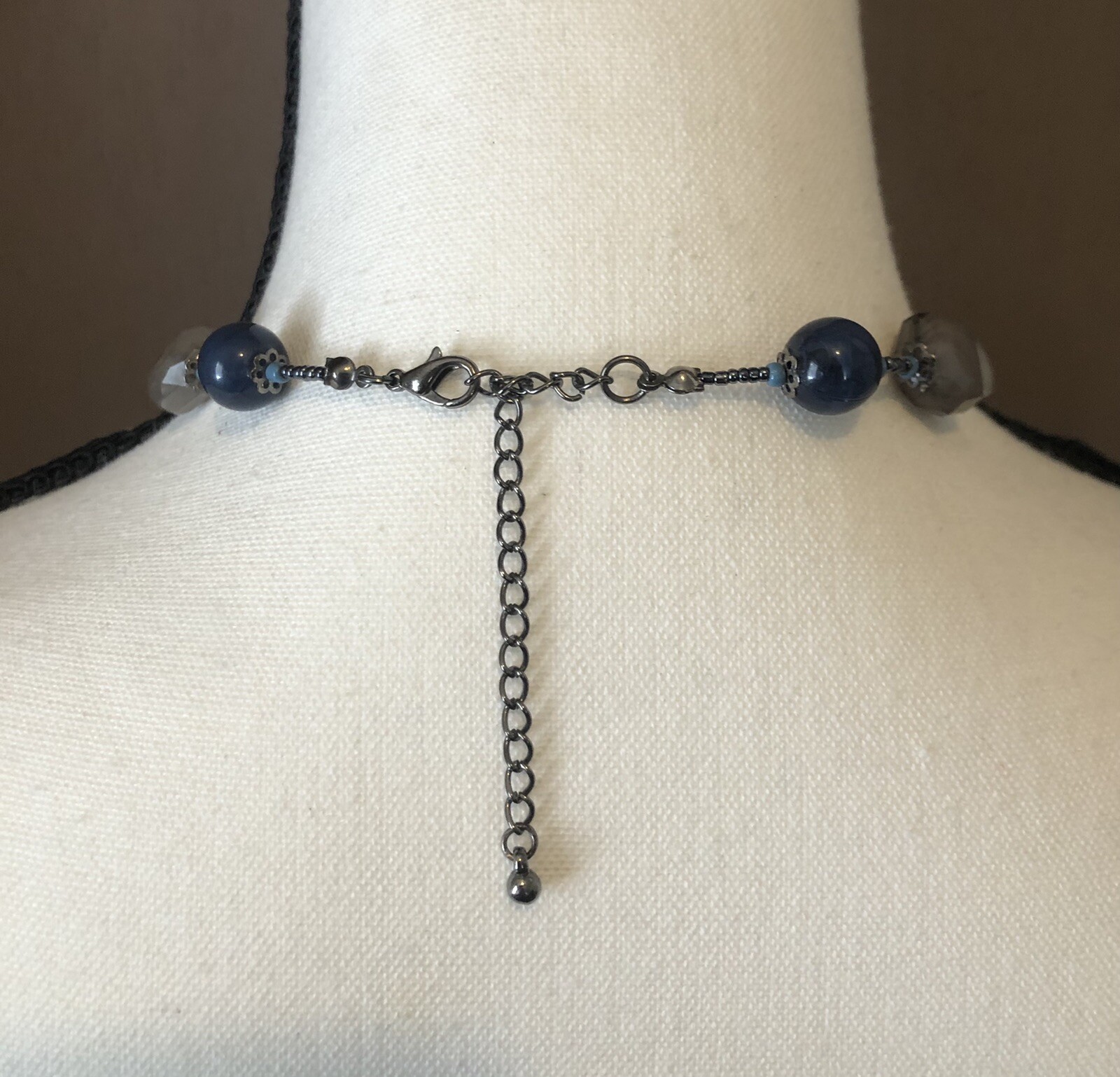 Contemporary Boho Blue Bead Necklace Costume Fashion Jewelry 7592 GO2.4D23