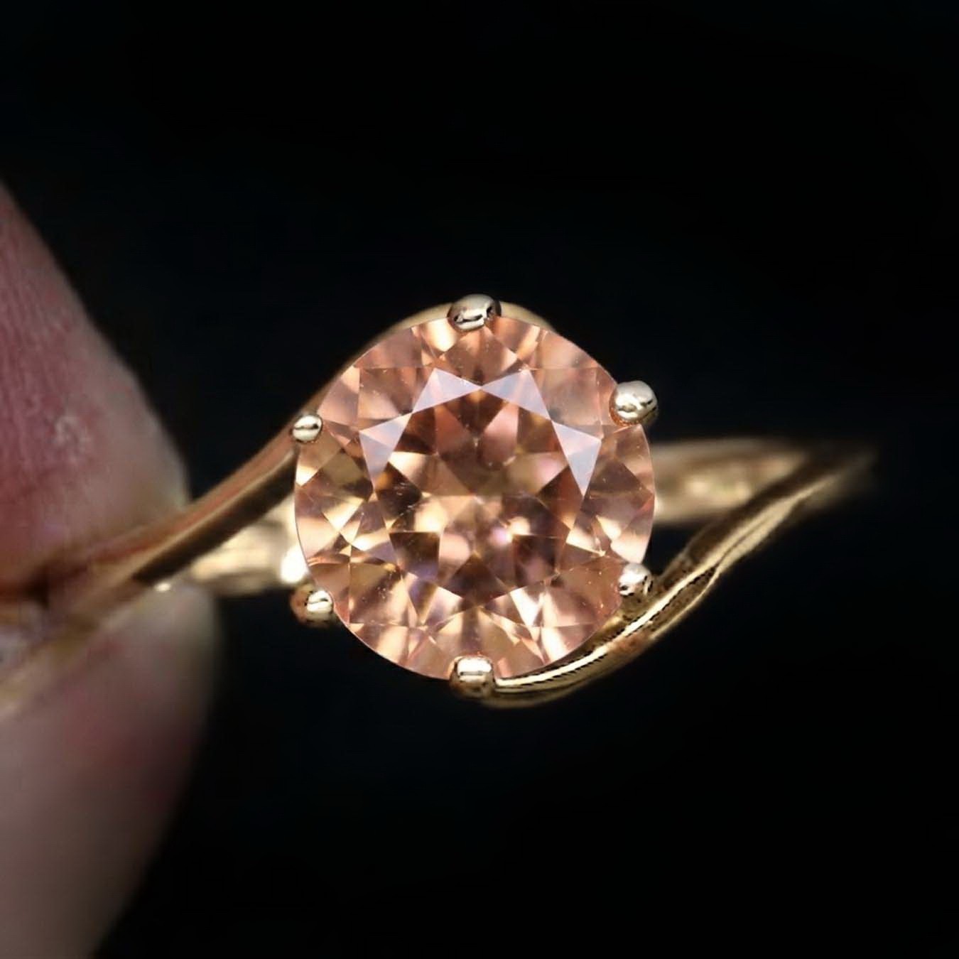8 mm Natural imperial topaz Ring Silver Sterling Size 7 Plated gold Free Resize