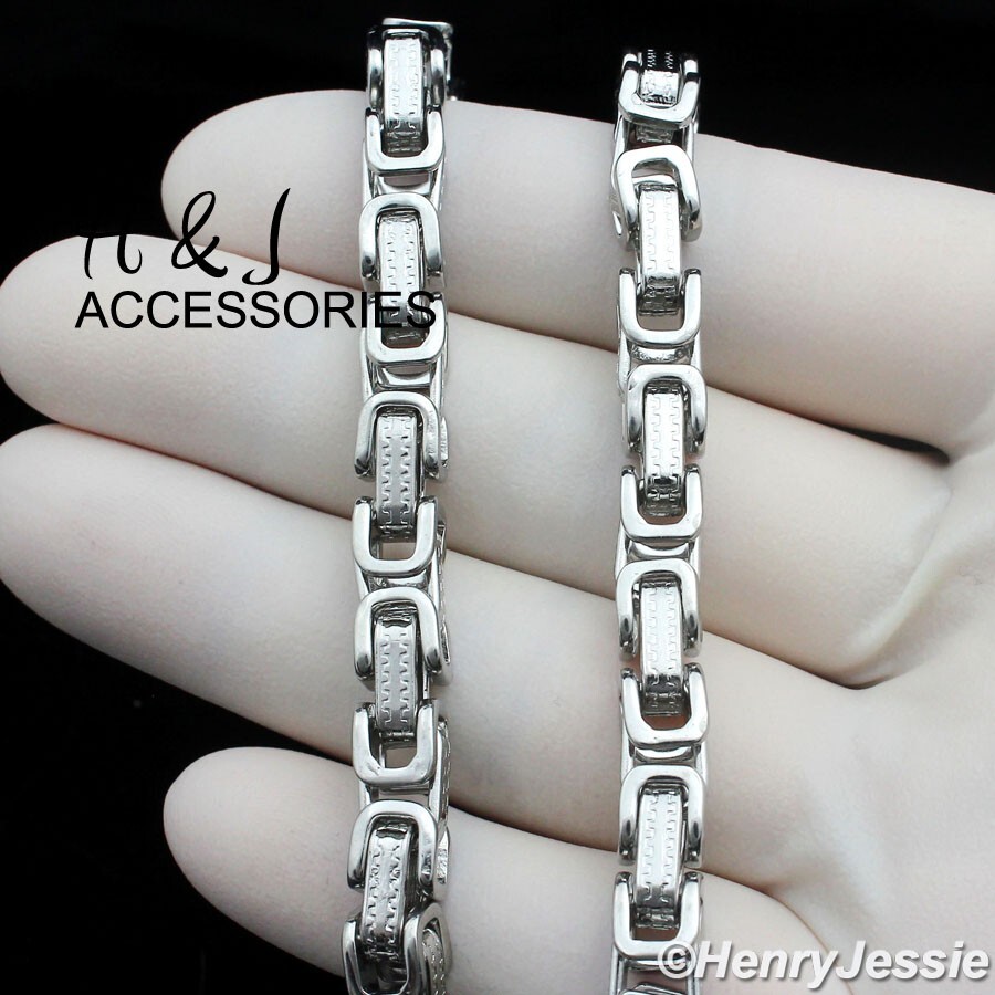 16″-40″MEN’s Stainless Steel 6.5mm Silver Byzantine Box Link Chain Necklace*AT