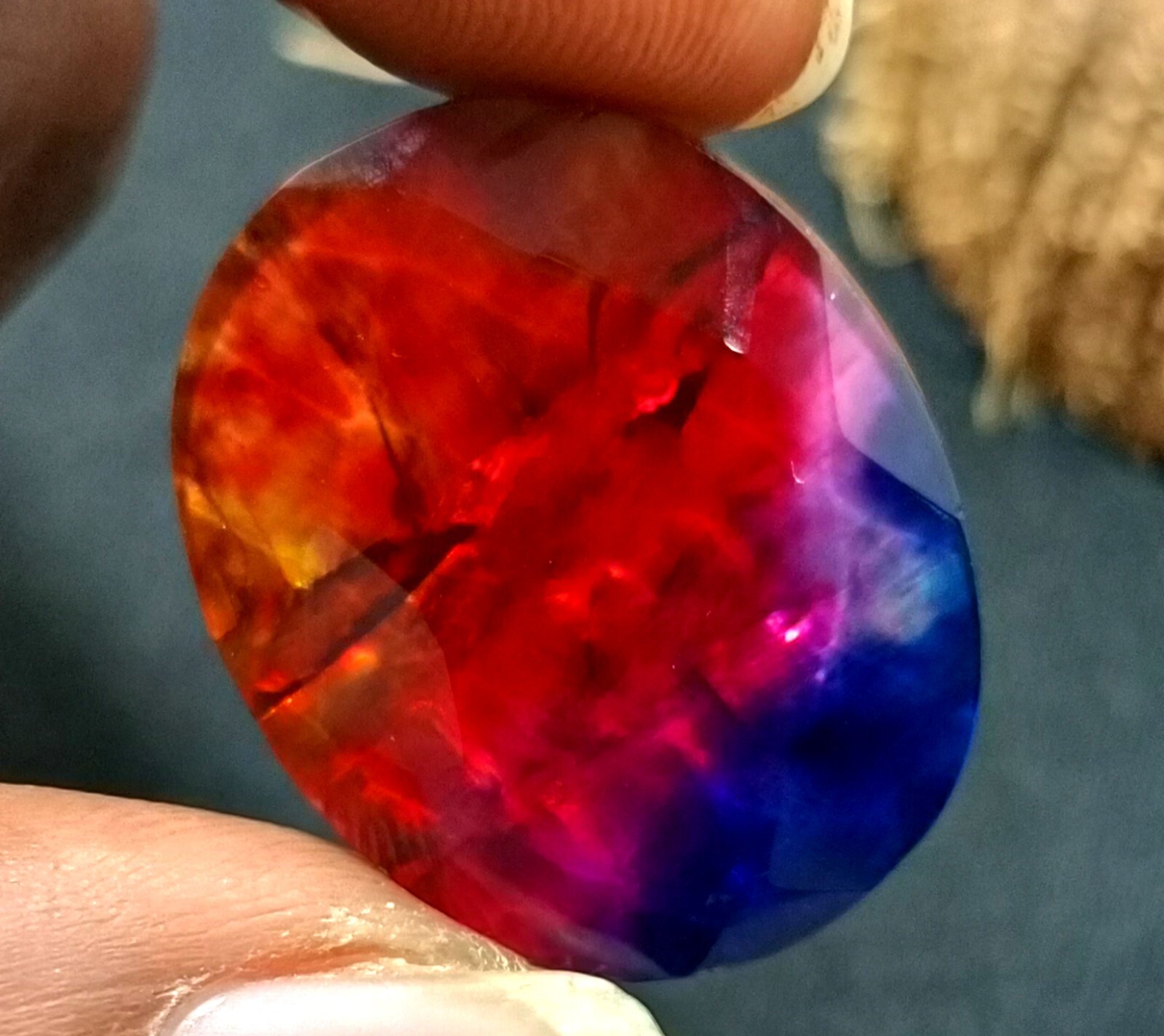 28.15 Ct Natural Ammolite Opal-Like Organic Doublet Oval Treated Loose Gemstone