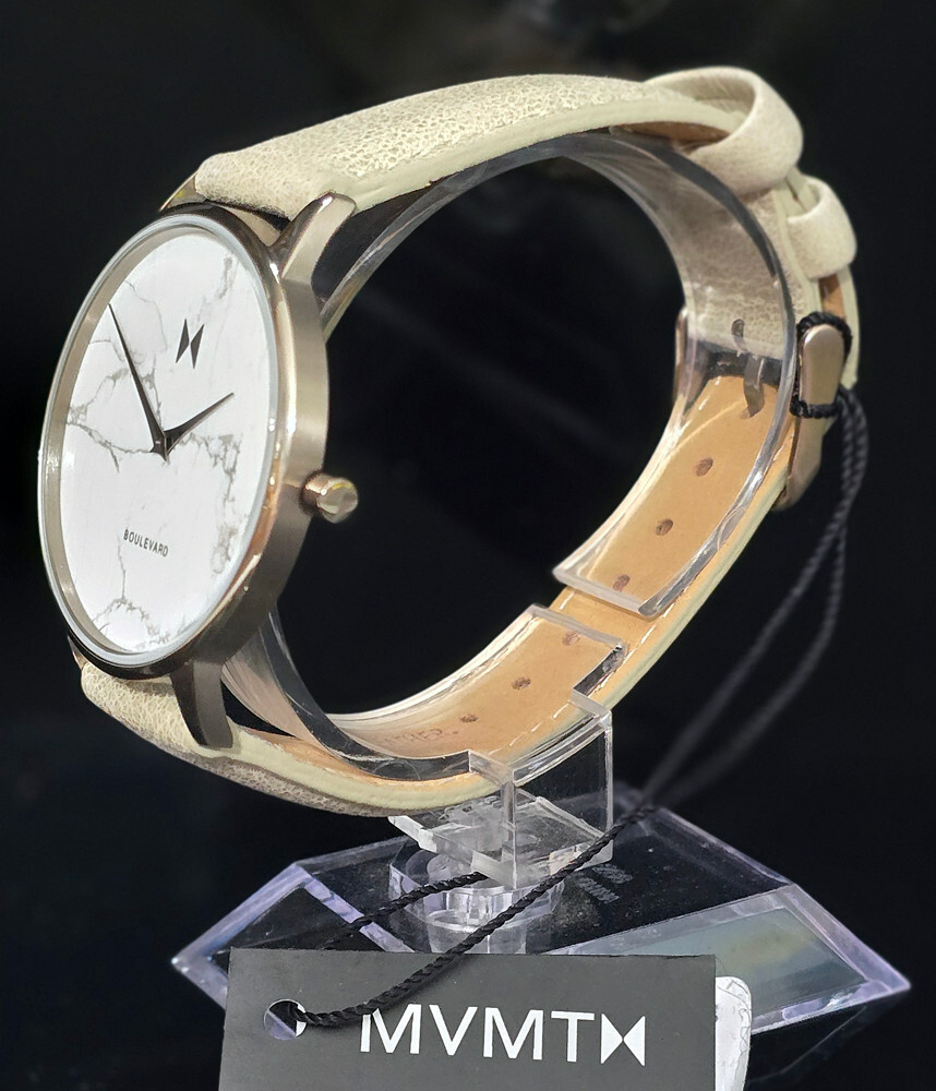 NEW! MVMT Quartz Watch White Marble Dial Taupe Case and Bone Gray Strap MB01-TIM