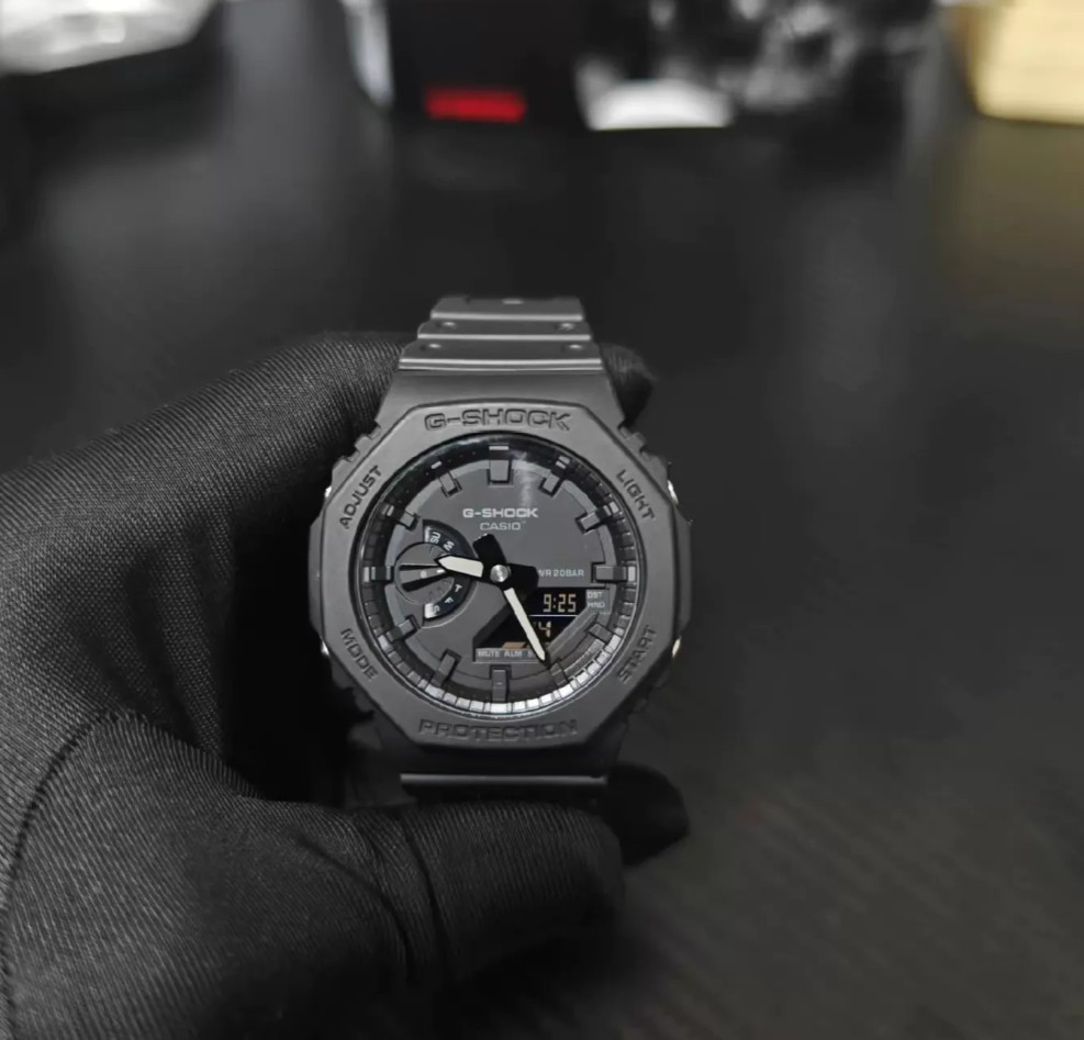 Casio G-Shock GA2100-1A1 Octagon Analog Digital Watch Full Black Dial