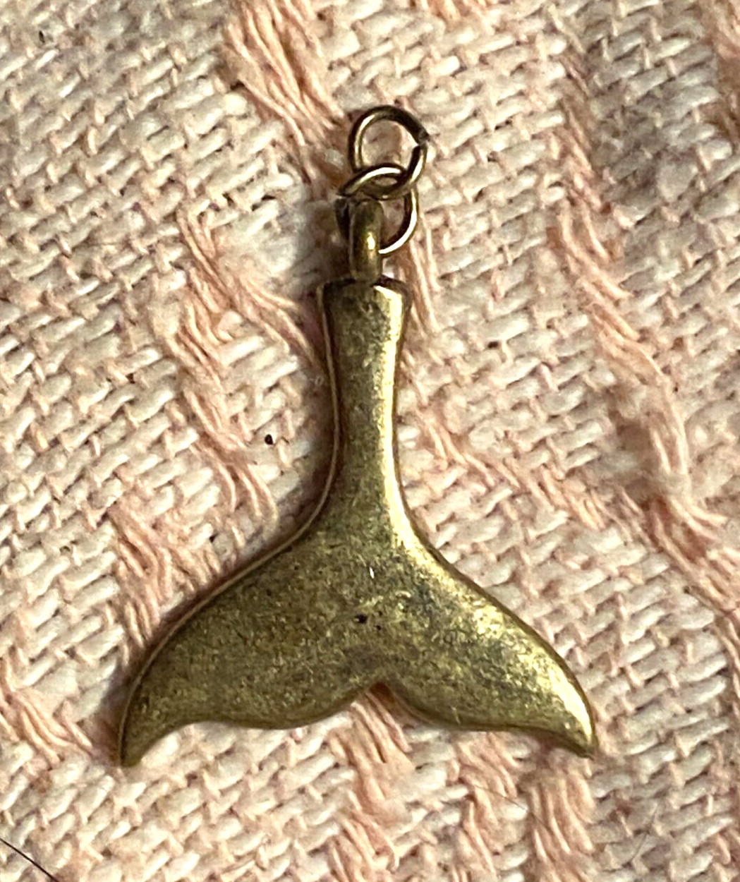 NOS Vintage Whale Tail Charm Pendant Gold Tone 1″
