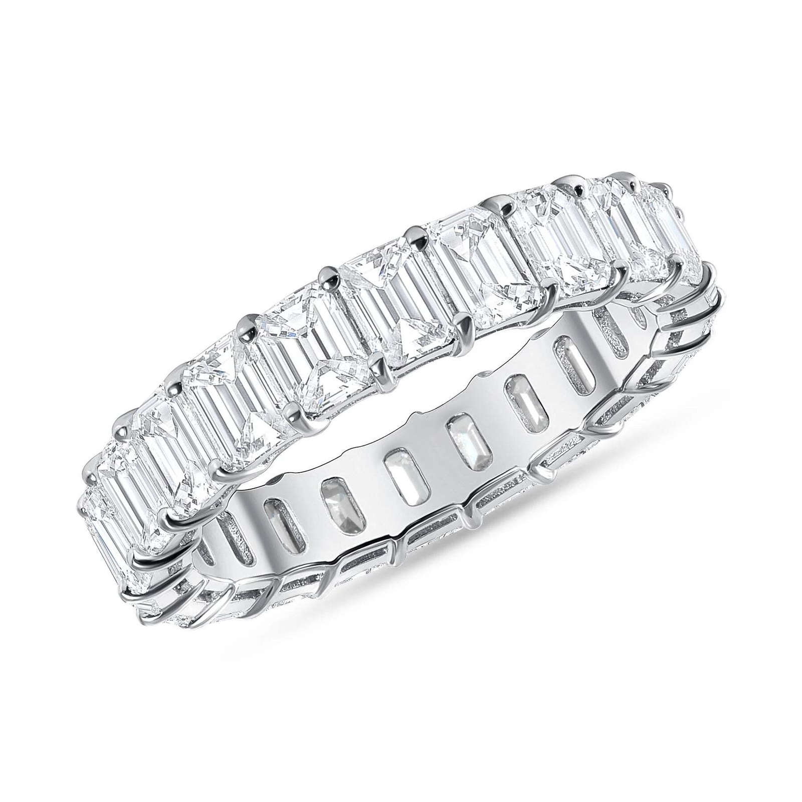 14K Emerald Cut Natural Diamond Eternity Band. Option 2.00 / 3.00 / 4.00 Carat.