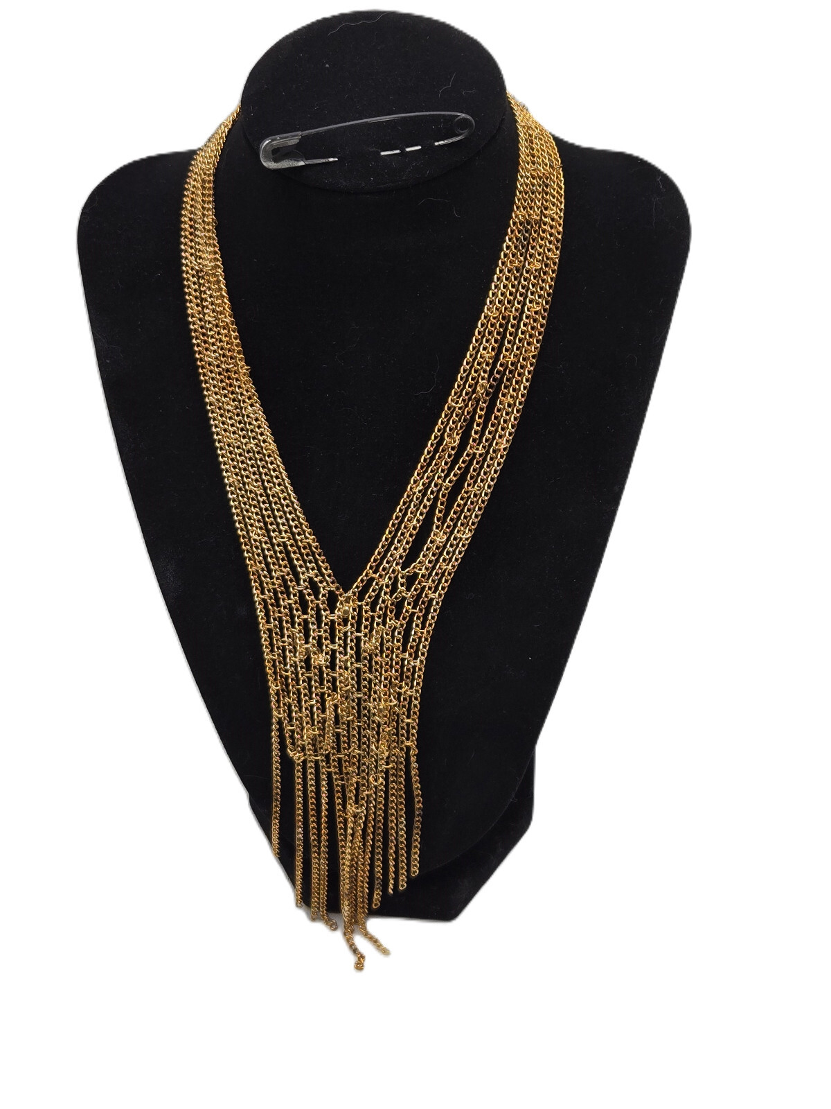 Multi Strands of Chains Necklace Gold-Tone 12″ AS IS Crafts & Makeover Use