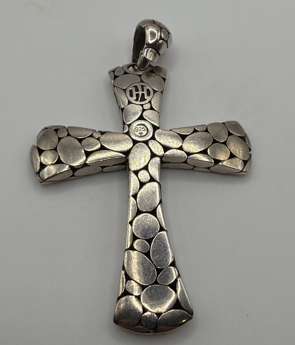 John Hardy Kali Pebble Dot Sterling Silver 925 Cross Pendant Extra Large 3 3/16”